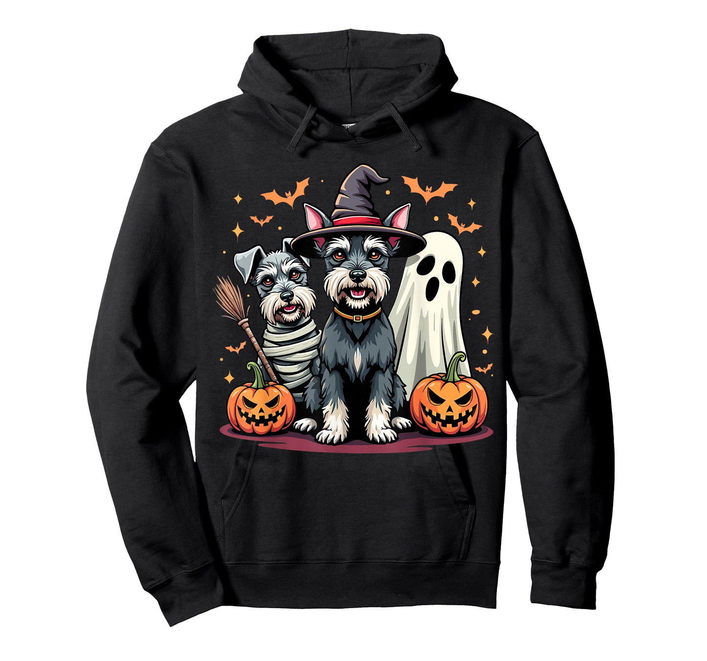 Miniature Schnauzer Halloween Costume Mummy Witch Ghost Dog T-Shirt