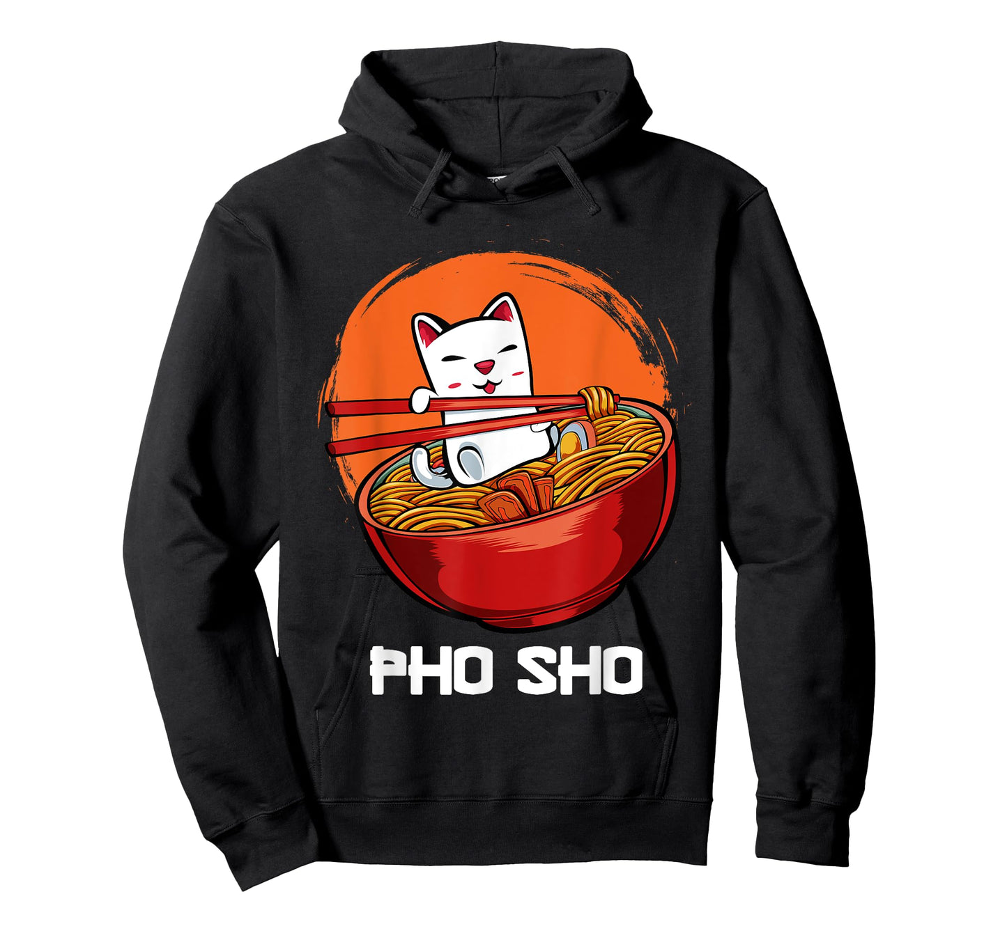 Pho Sho Pun Vietnamese Noodle Soup Bowl Kawaii Animated Cat Men Women Girls Kids T-Shirt