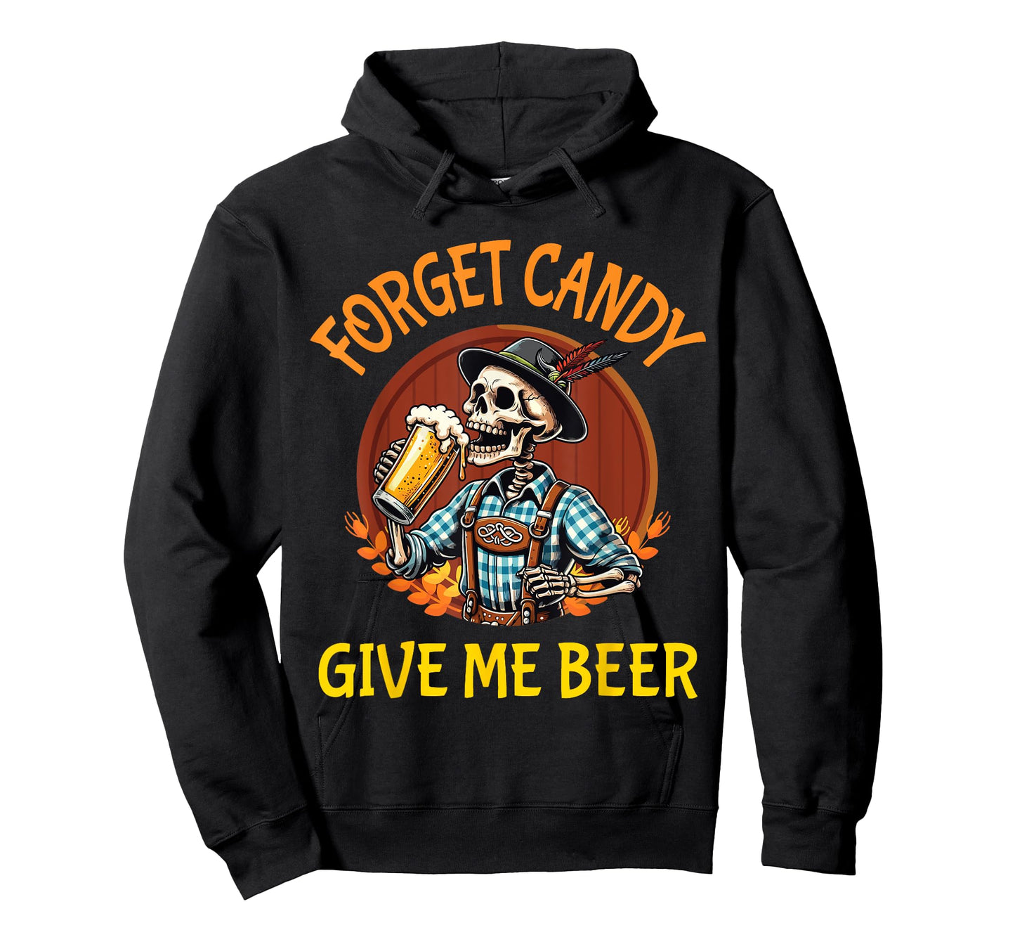 Skeleton Drinking Beer Halloween Forget Candy Give Me Beer T-Shirt