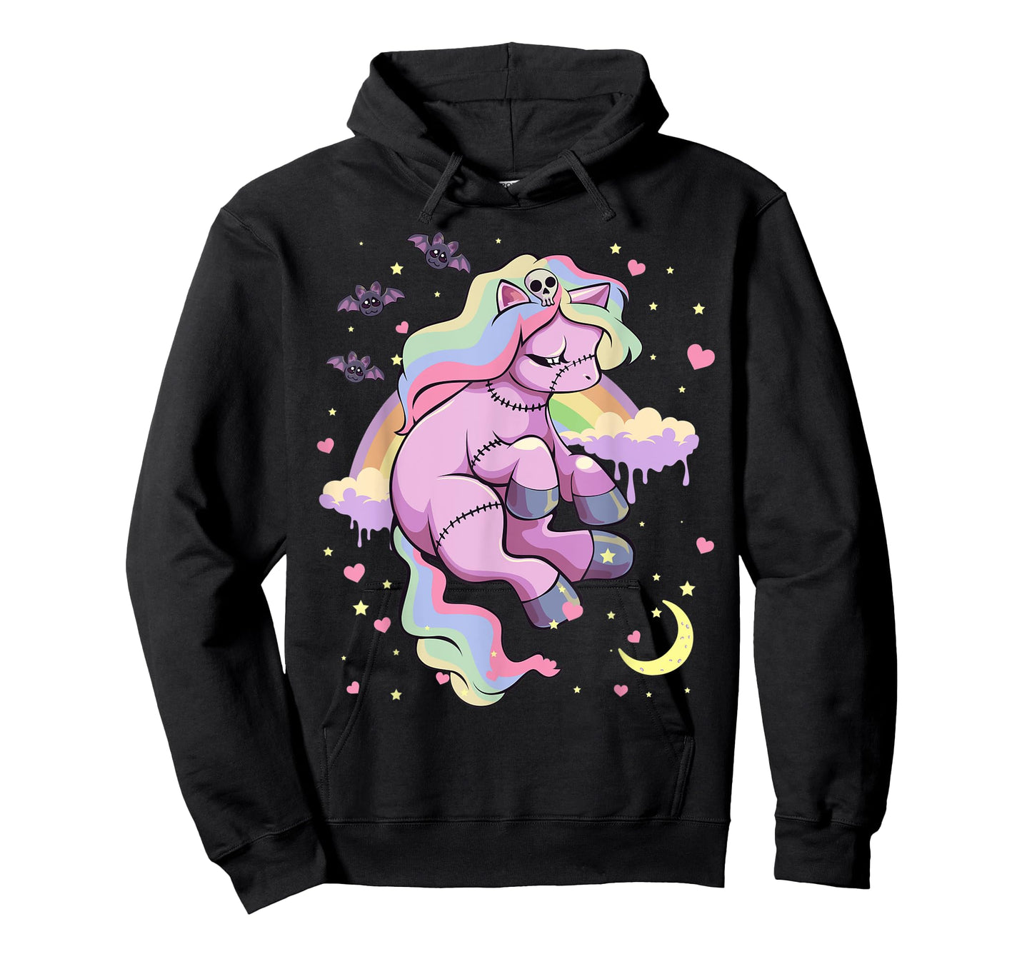Pastel Goth Kawaii Sad Depressed Unicorn with Rainbow T-Shirt