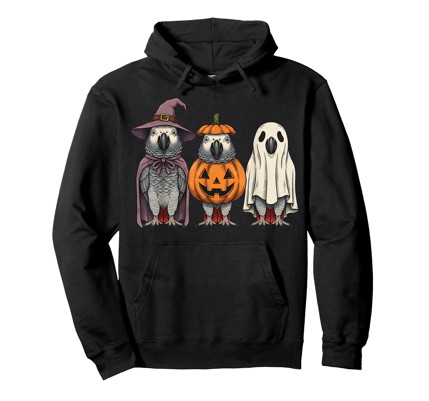 Spooky Ghost African Grey Parrot Lover Pumpkin Halloween T-Shirt