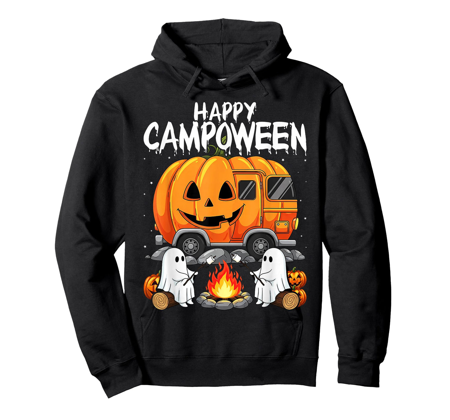 Happy Camp-O-Ween Halloween Camping Ghosts and Campfires T-Shirt