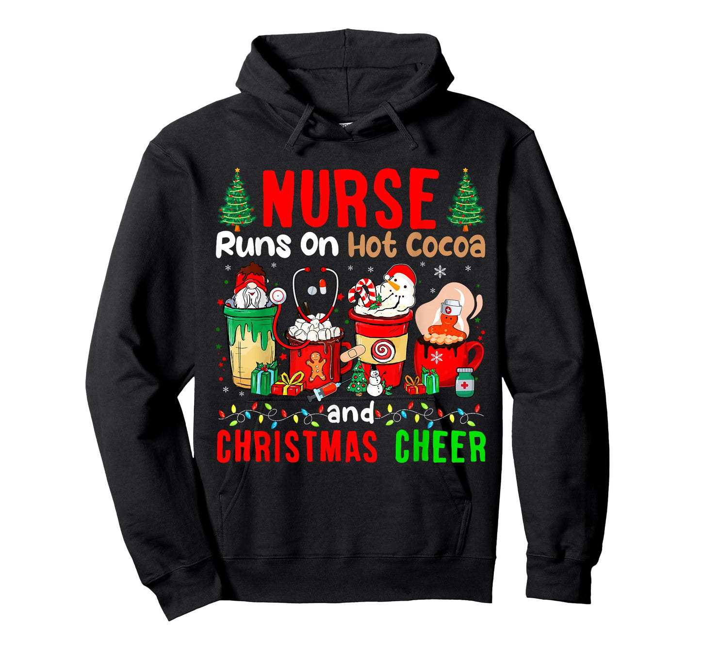 Nurse Runs On Hot Cocoa And Christmas Cheer Gnome Lover T-Shirt