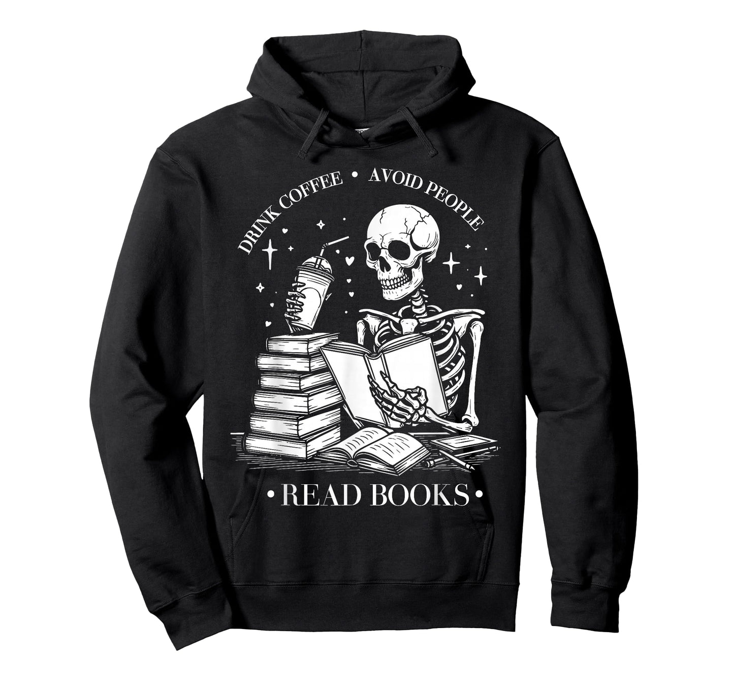 Drink Coffee Avoid People Read Books Halloween Skeleton T-Shirt