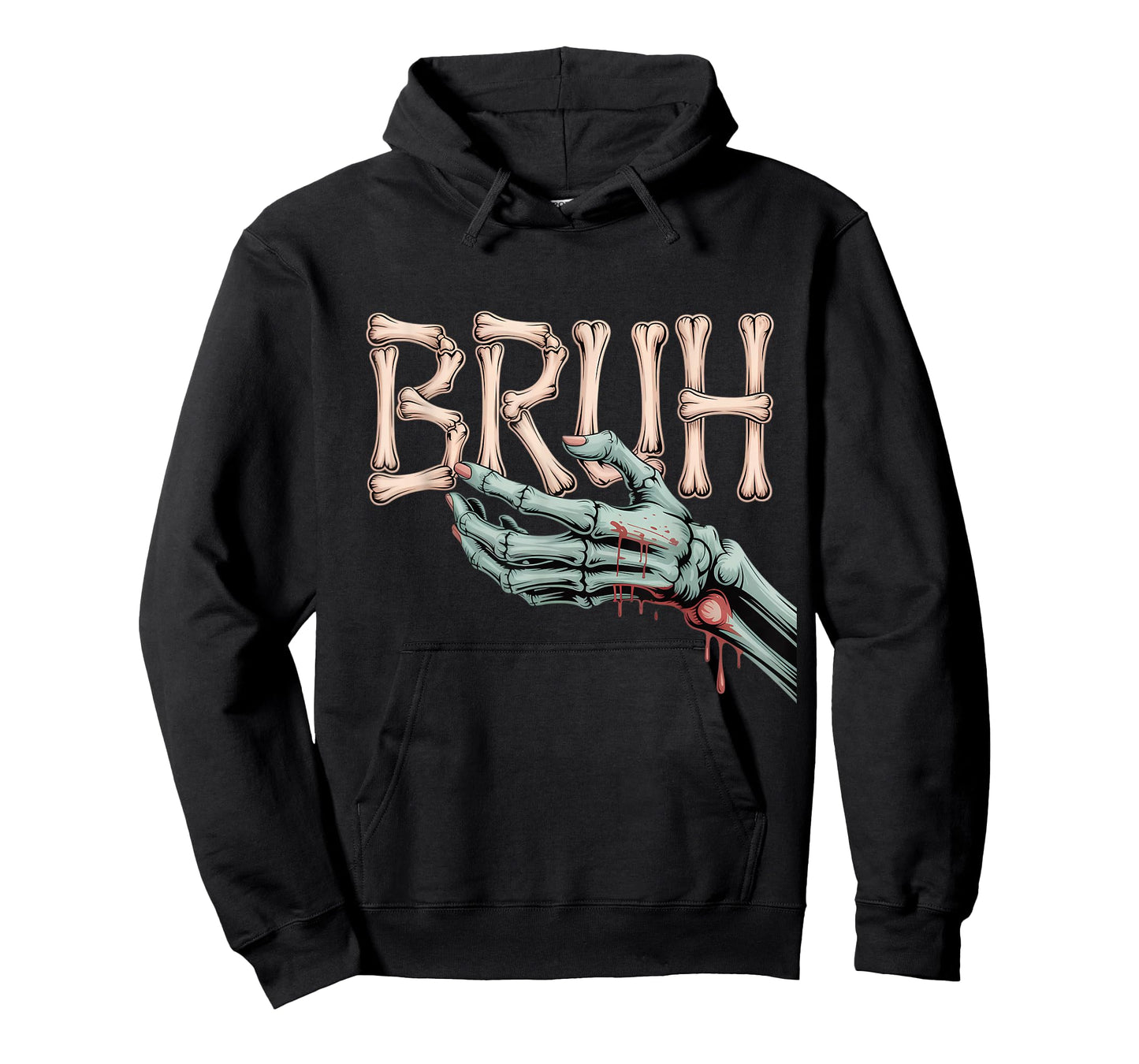 Bruh Skeleton Zombie Halloween Boys Kids Teens Graphic T-Shirt