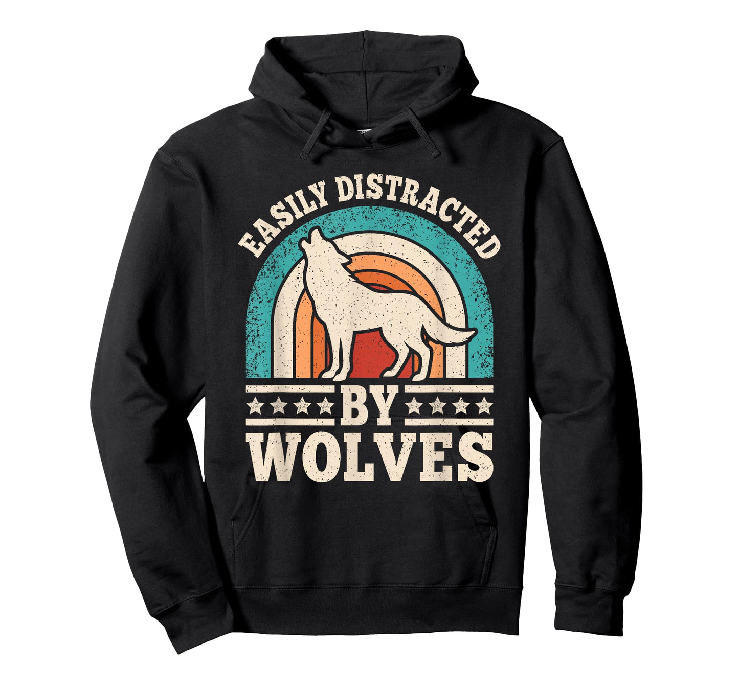 Easily Distracted by Wolves Retro Wolf Men Women T-Shirt