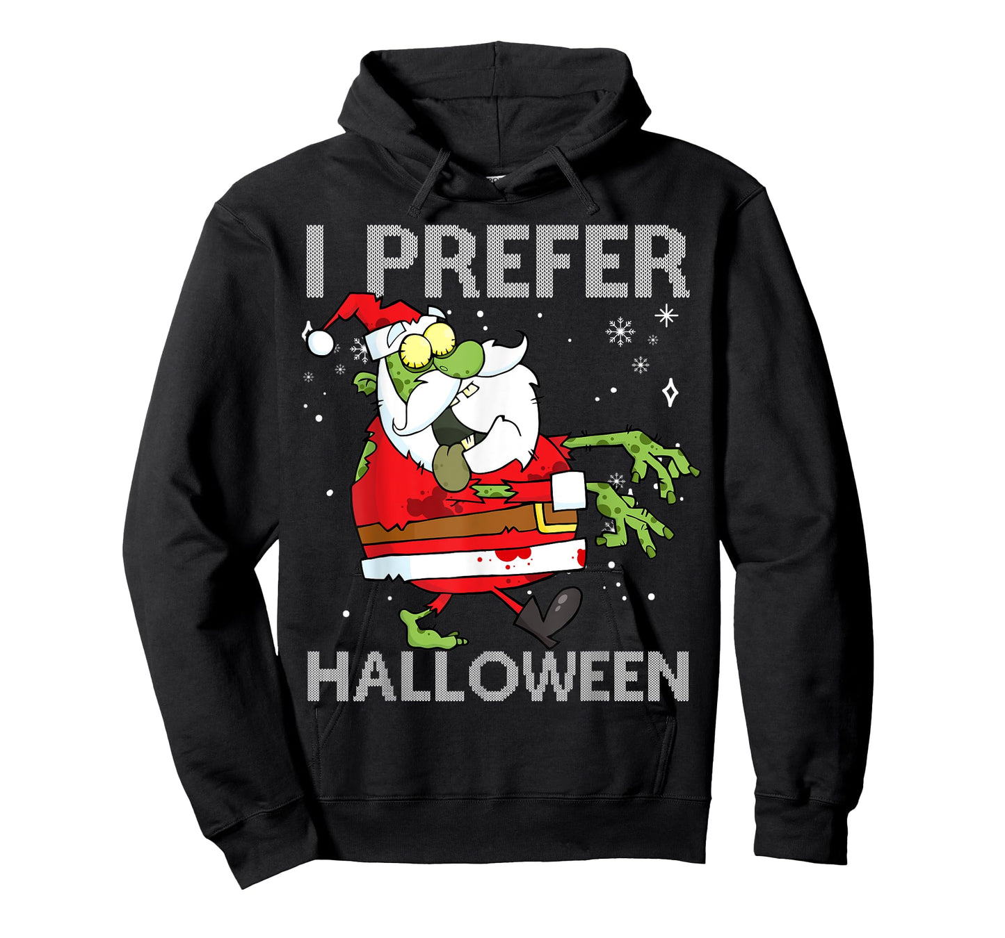 I Prefer Halloween Funny Christmas Zombie Santa Sweater Ugly T-Shirt
