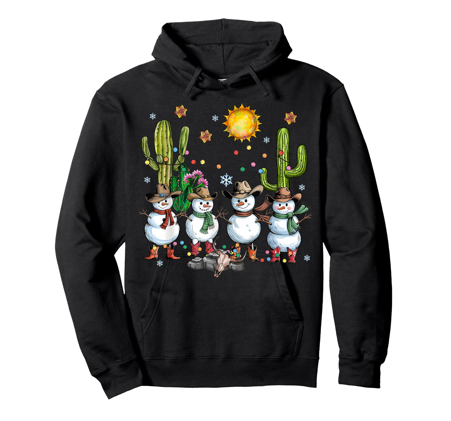 Snowman Cowboy Christmas Howdy Western Xmas Lights Boys Kids T-Shirt