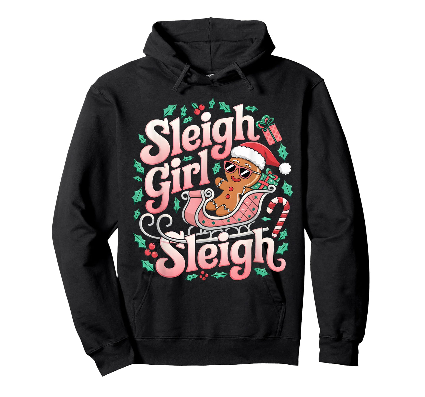 Groovy Pink Christmas Sleigh Girl Sleigh Gingerbread Holiday T-Shirt