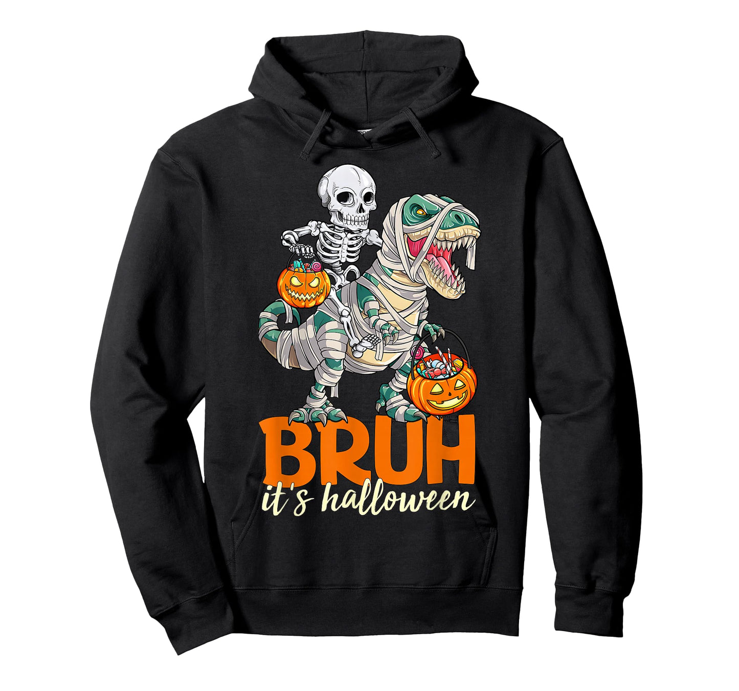 Bruh It’s Halloween Skeleton Riding Dinosaur Gifts Kids Boys T-Shirt