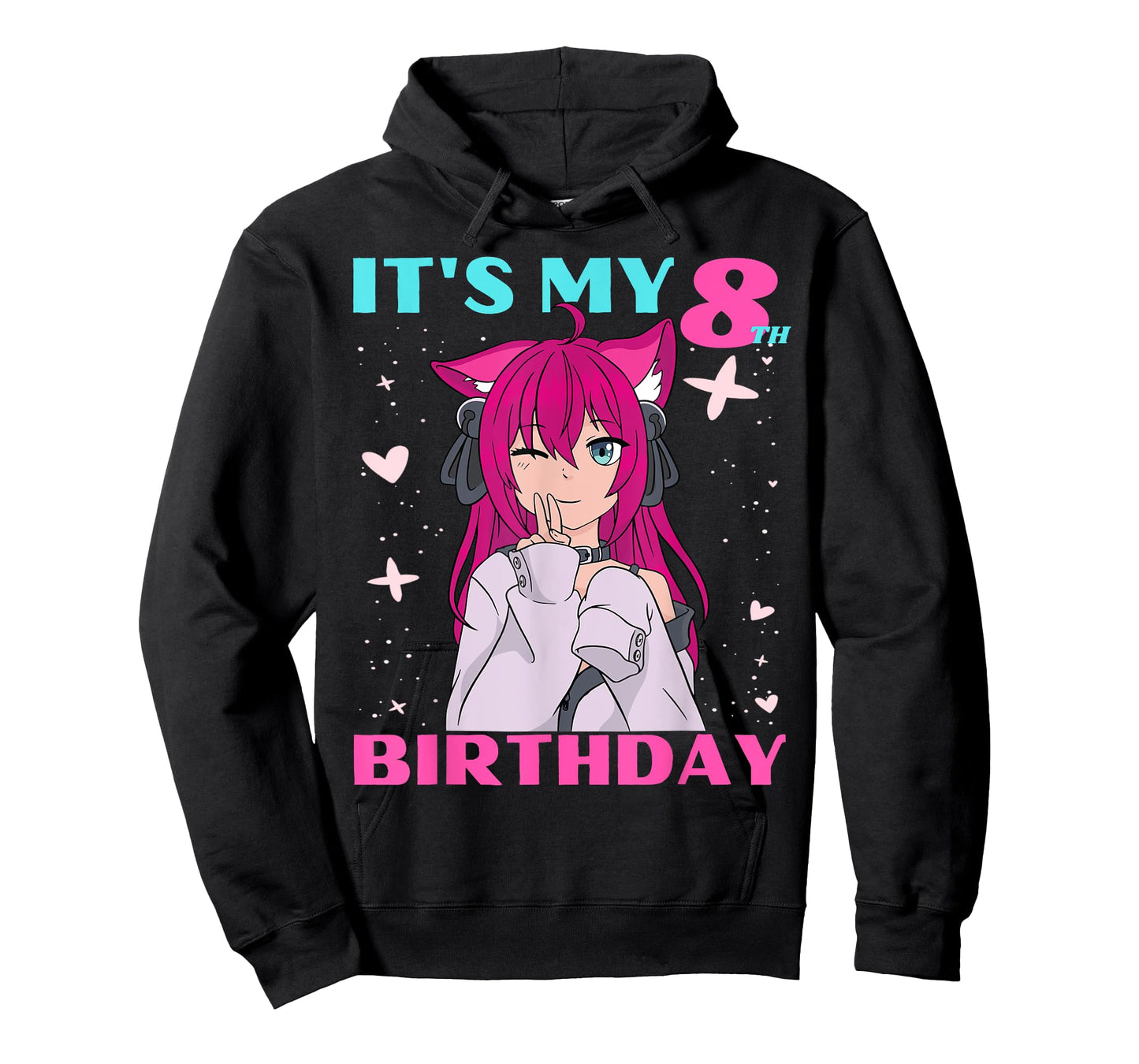 Anime Girl It's My 8th Birthday 8 Years Birthday Girl Kawaii T-Shirt