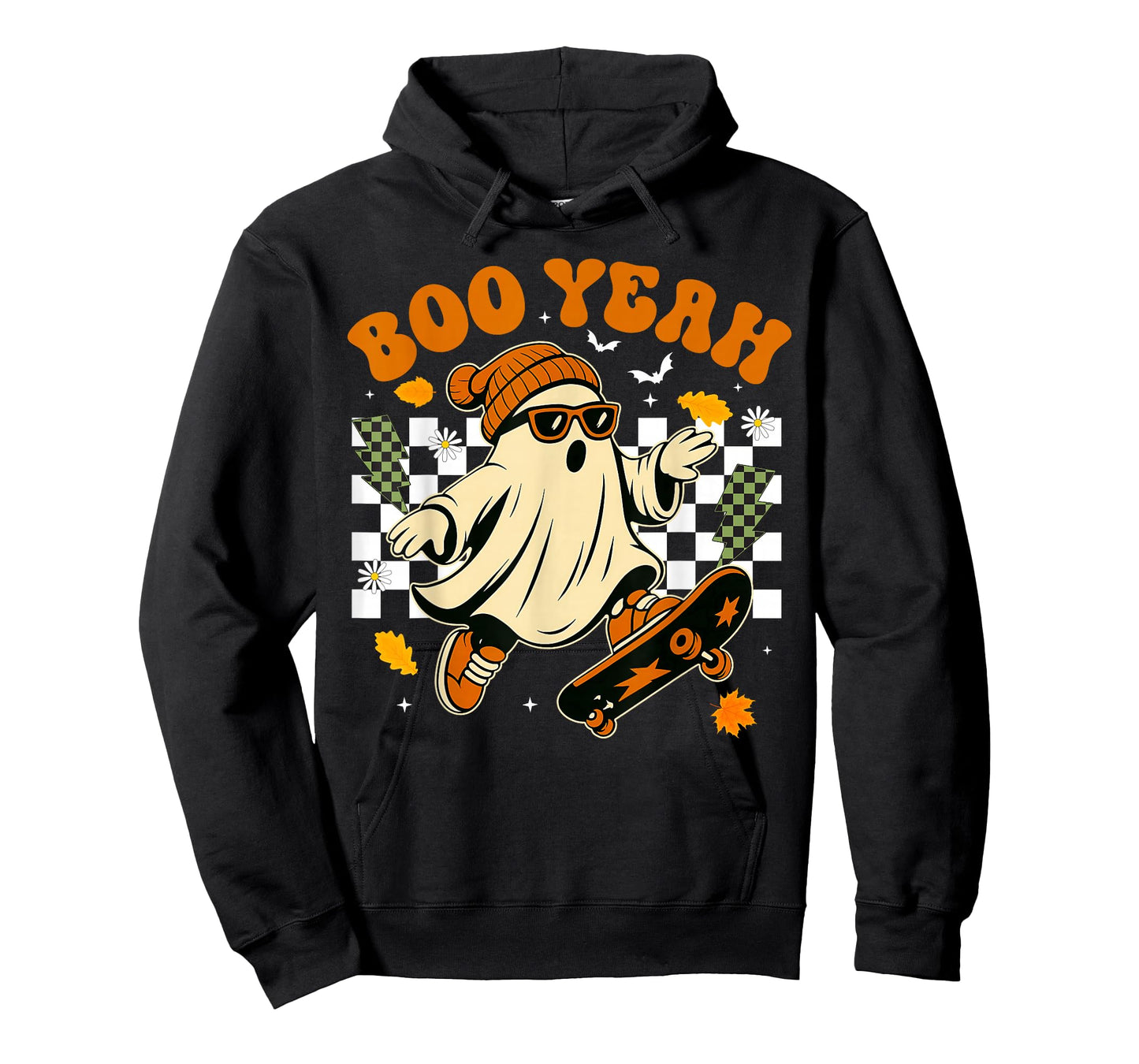 Boo Yeah Skateboard Funny Ghost Halloween Costume Men Boys T-Shirt