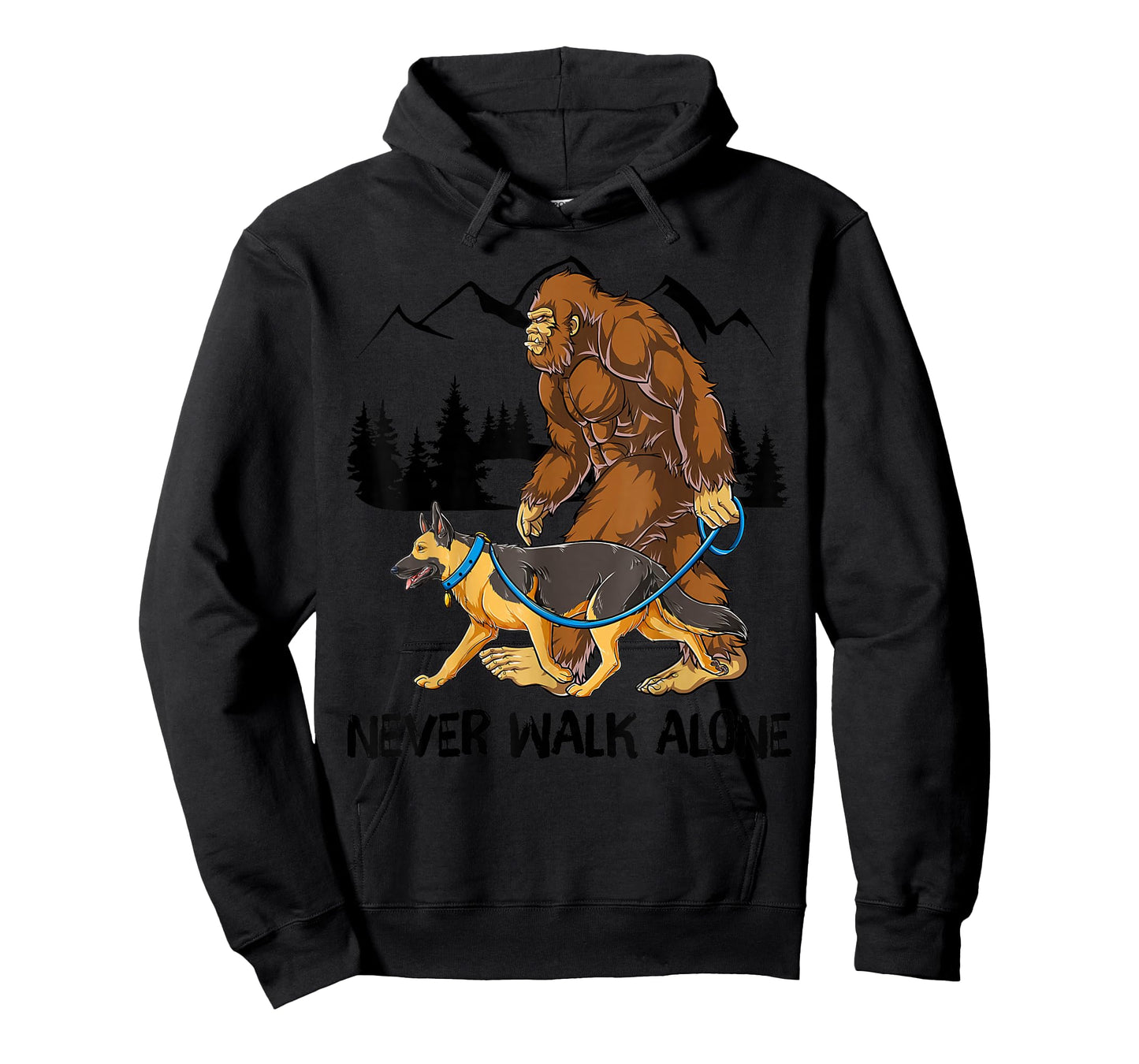 Bigfoot German Shepherd Dog Walk Funny Sasquatch Lovers T-Shirt