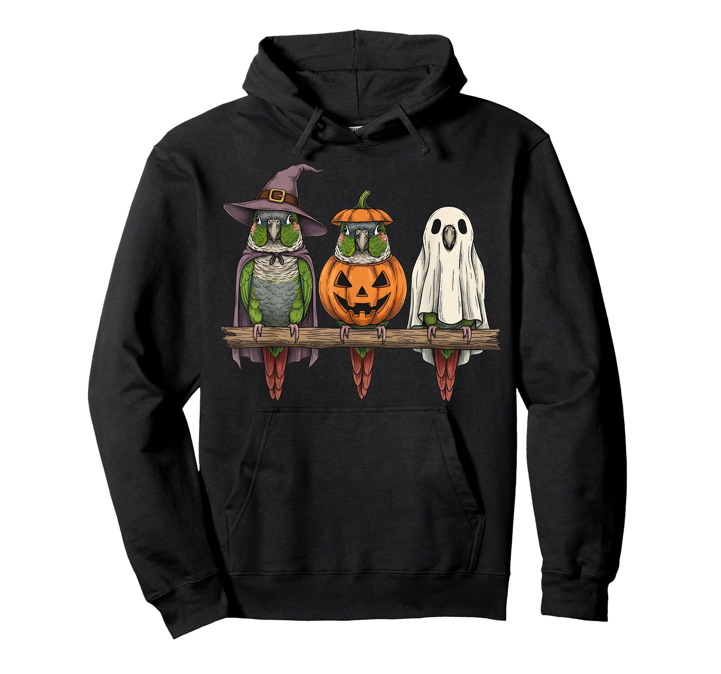 Spooky Ghost Green Cheek Conure Bird Lover Pumpkin Halloween T-Shirt