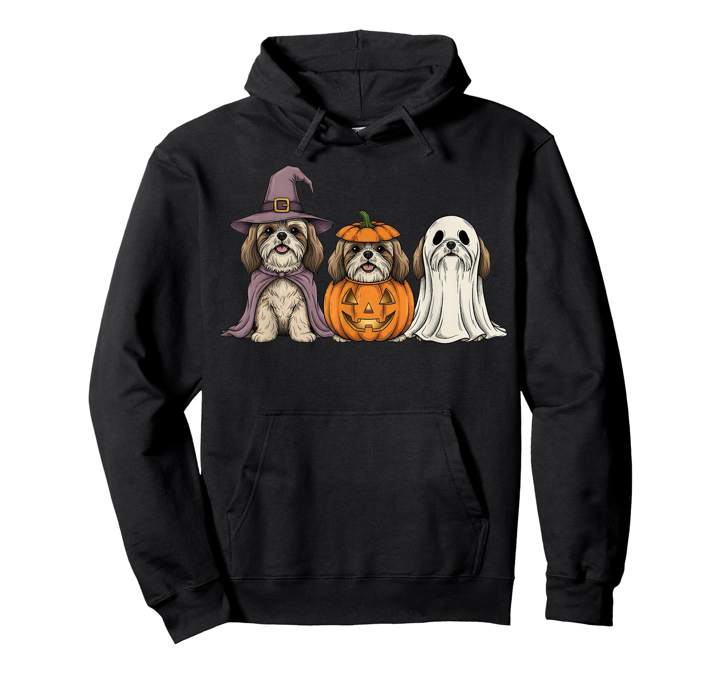 Spooky Ghost Shih Tzu Pumpkin Halloween Dog Lover T-Shirt