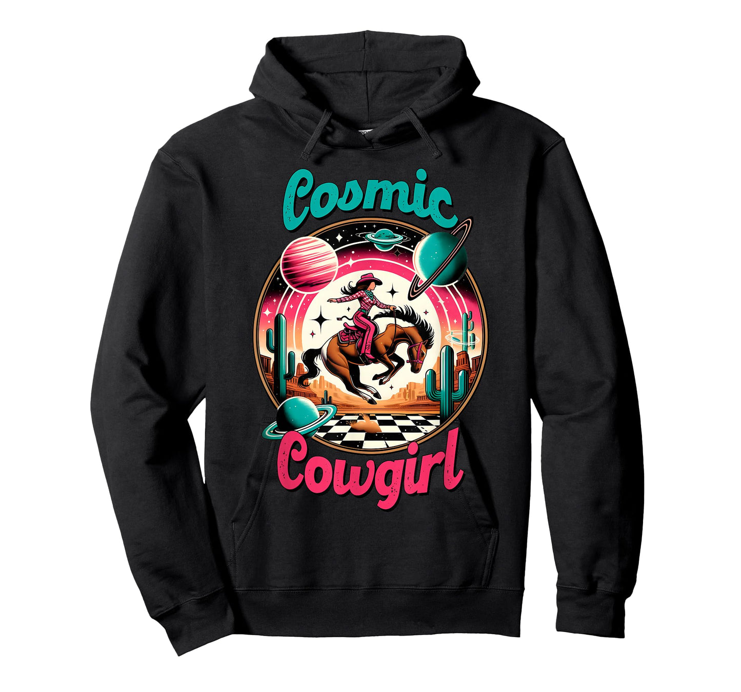 Cosmic Cowgirl Retro Astronaut Planets Outer Space Sci Fi T-Shirt