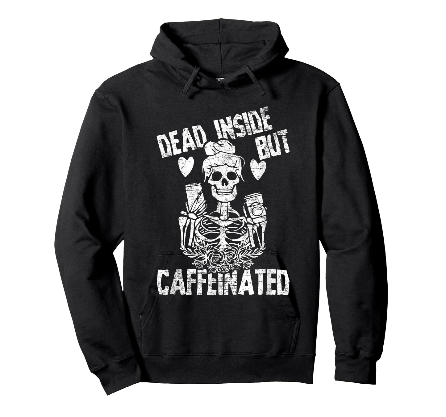 Dead Inside But Caffeinated Skeleton Flower Gift T-Shirt