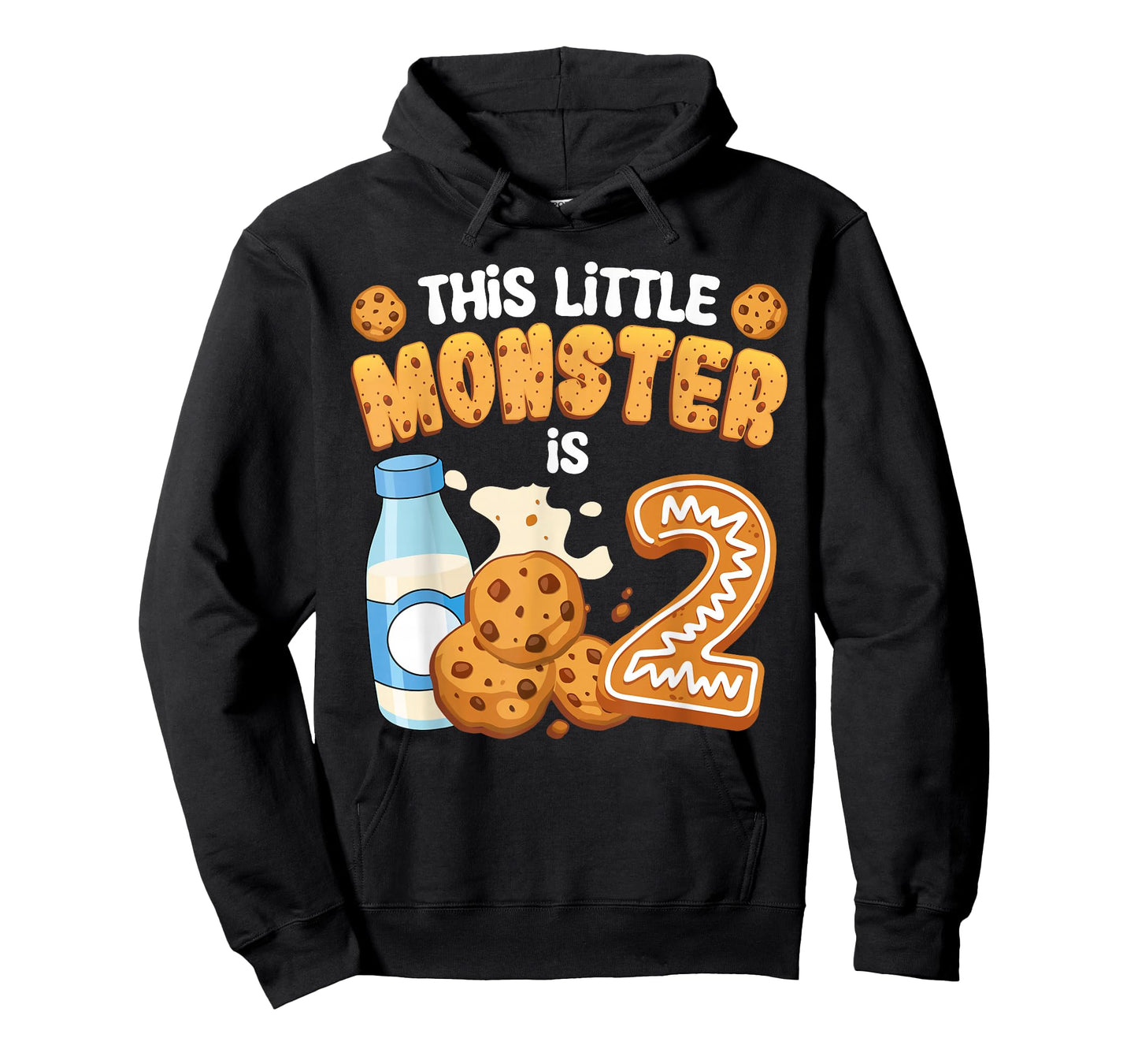 Milk and Cookies This Little Monster Is 2 2nd Bday Boy Girl T-Shirt