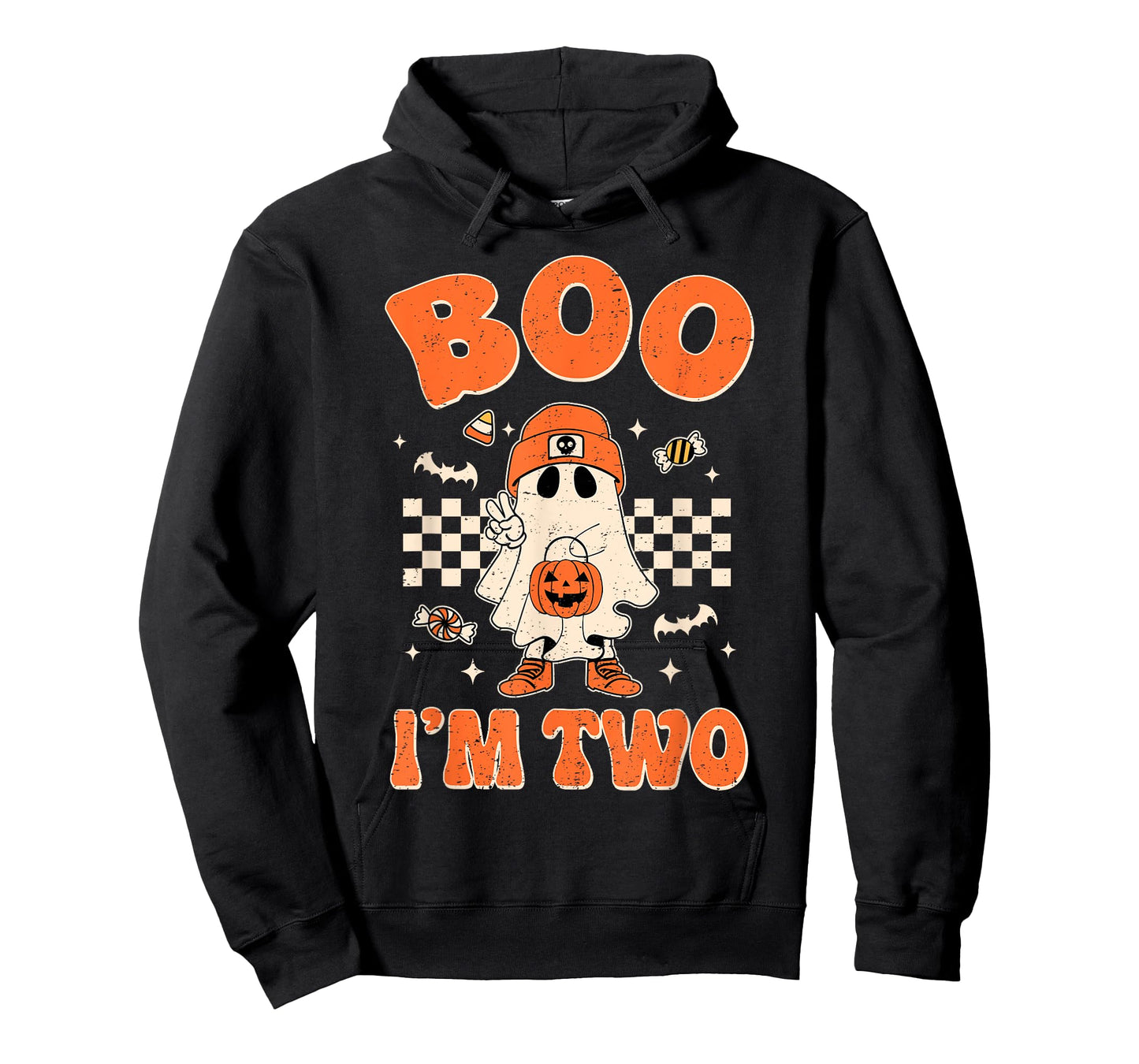 Boo I'm Two Years Old Birthday Kid Boy Retro Ghost Halloween T-Shirt