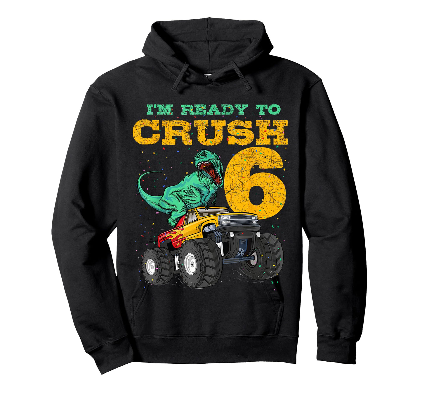 6th Birthday Monster Truck Dino 6 Years Old Bday T-Shirt