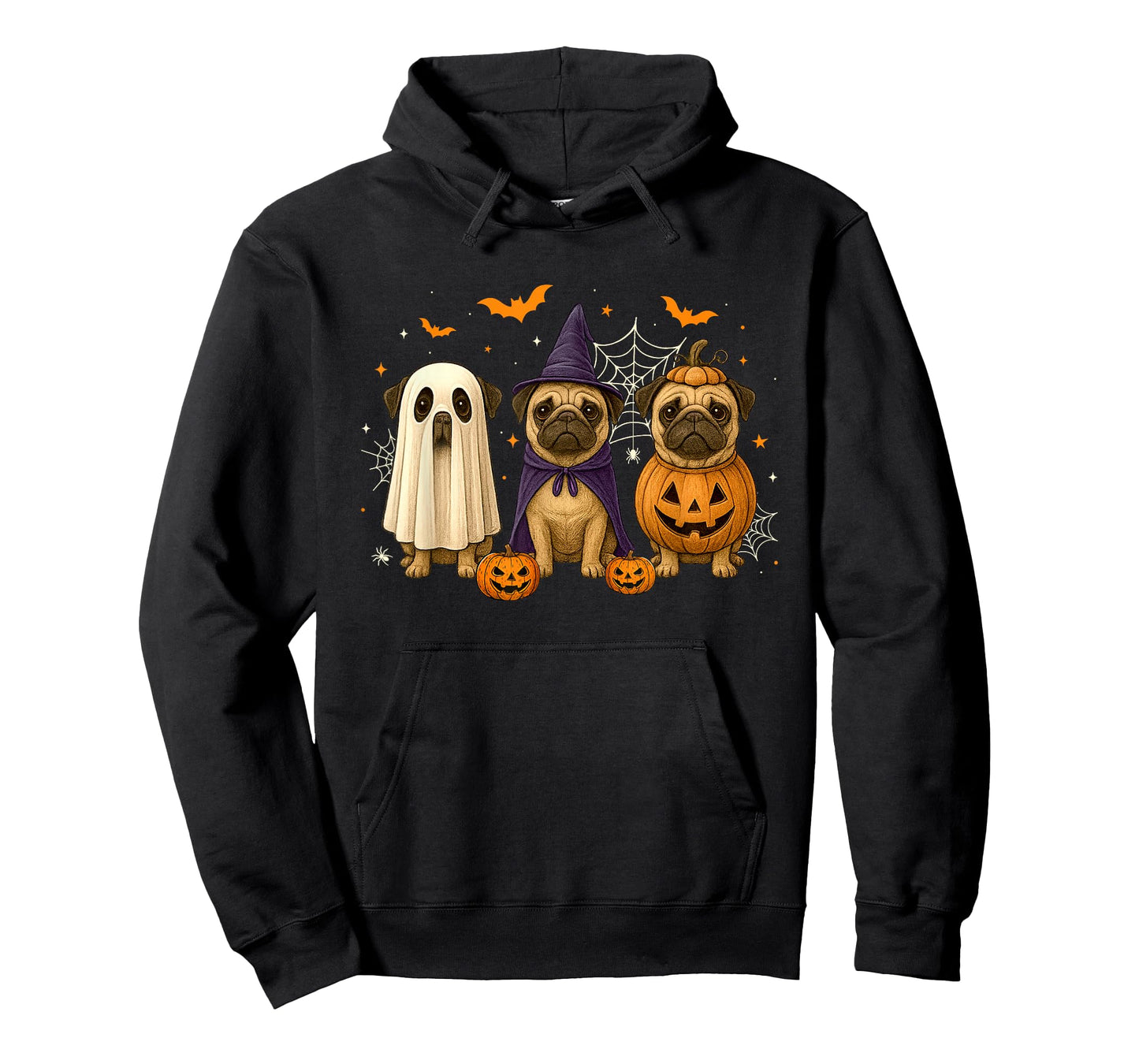 Funny Pug Ghost Witch Pumpkin Halloween Costume Spooky T-Shirt