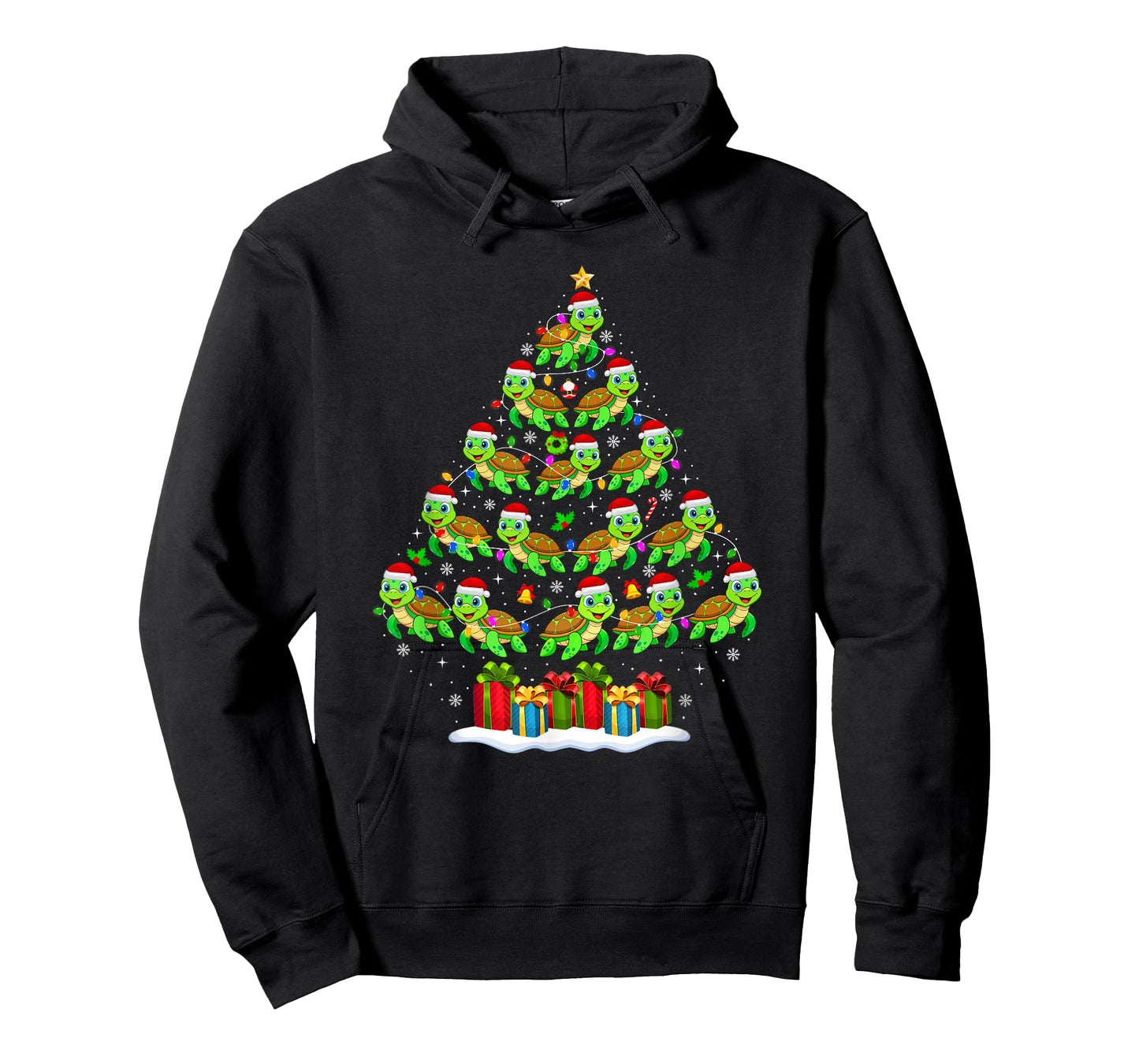 Sea Turtle Christmas Tree Lights Funny Xmas Family Men Women T-Shirt