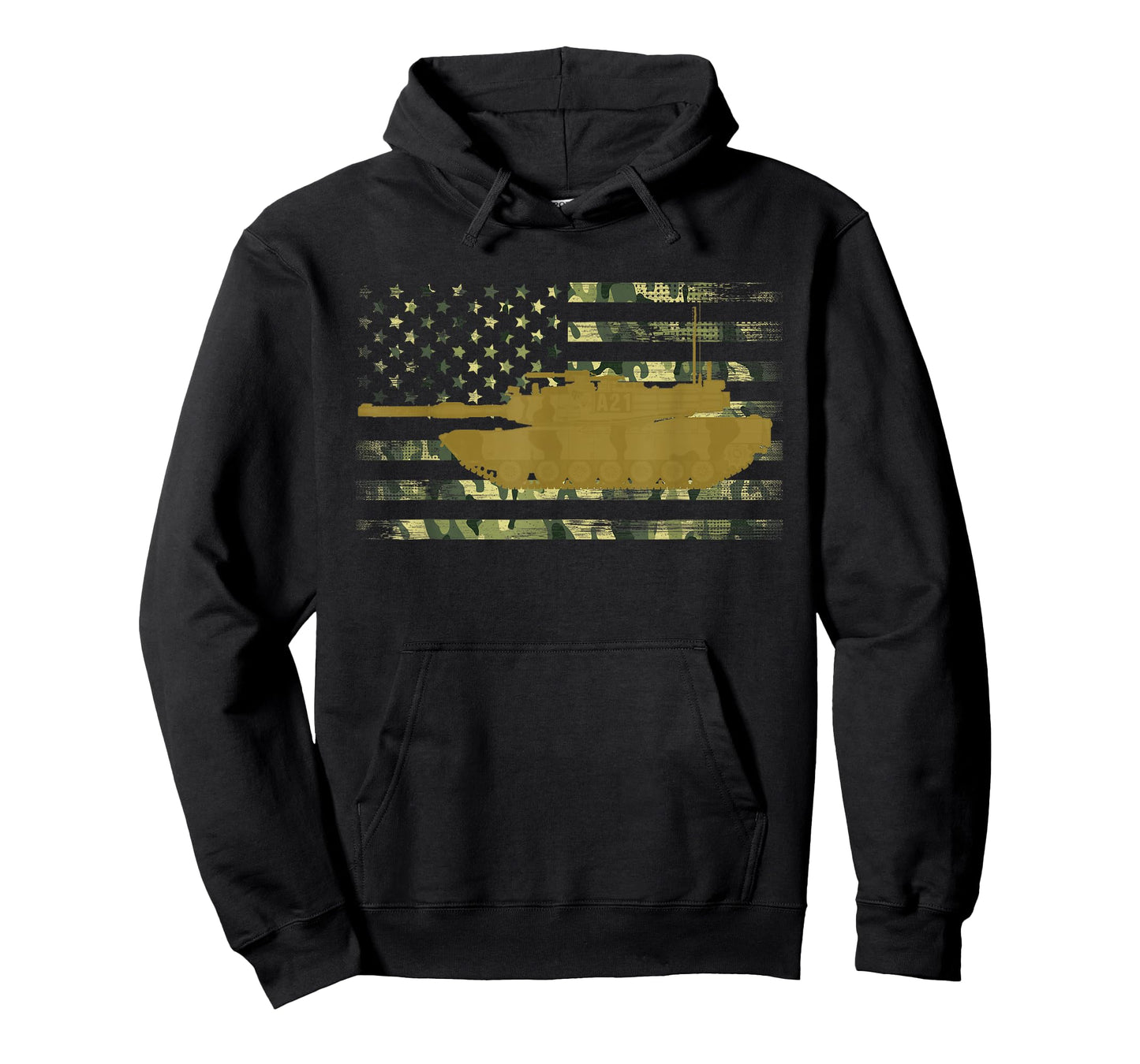 M1 Abrams Military Battle Tank Camo American Flag T-Shirt