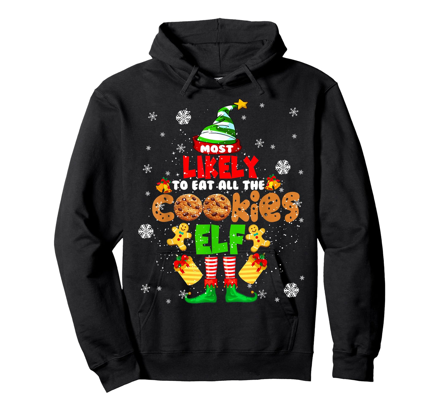 Most Likely To Eat All The Cookies Elf Christmas ELF Cookie T-Shirt