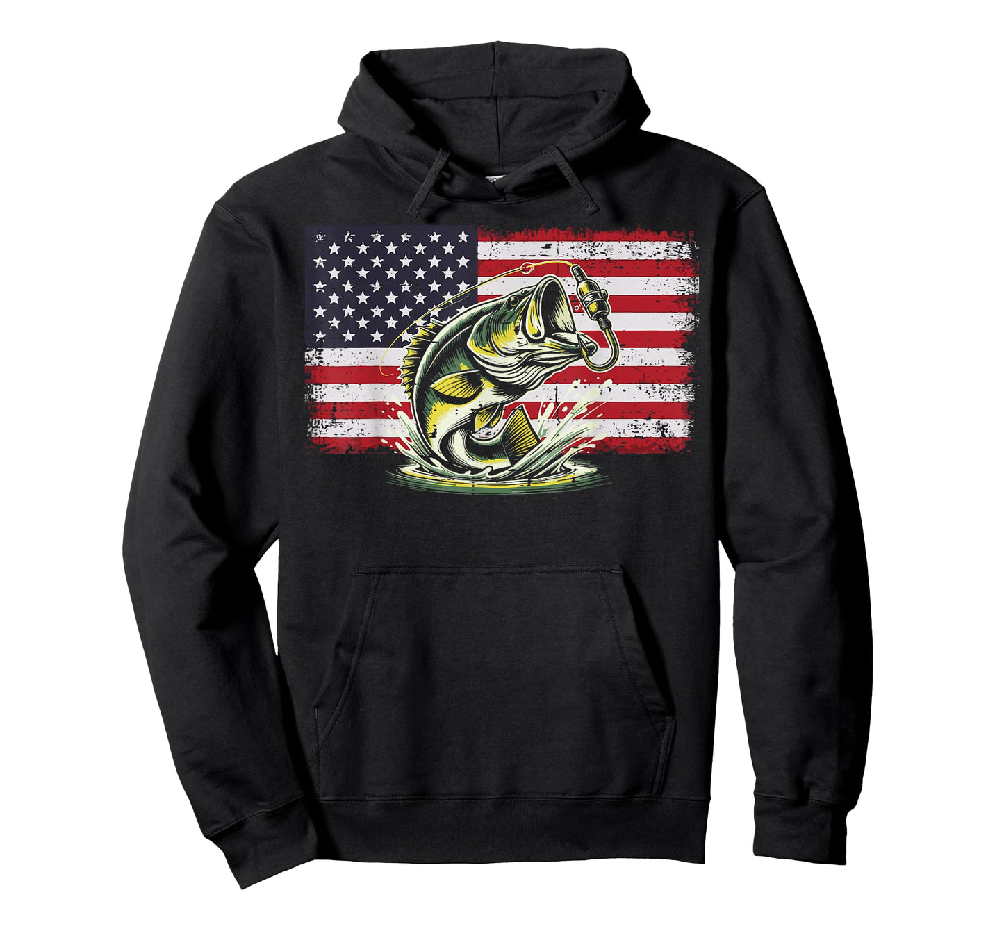 Bass Fishing USA Flag Fisherman Angler Patriot Men Women Kid T-Shirt