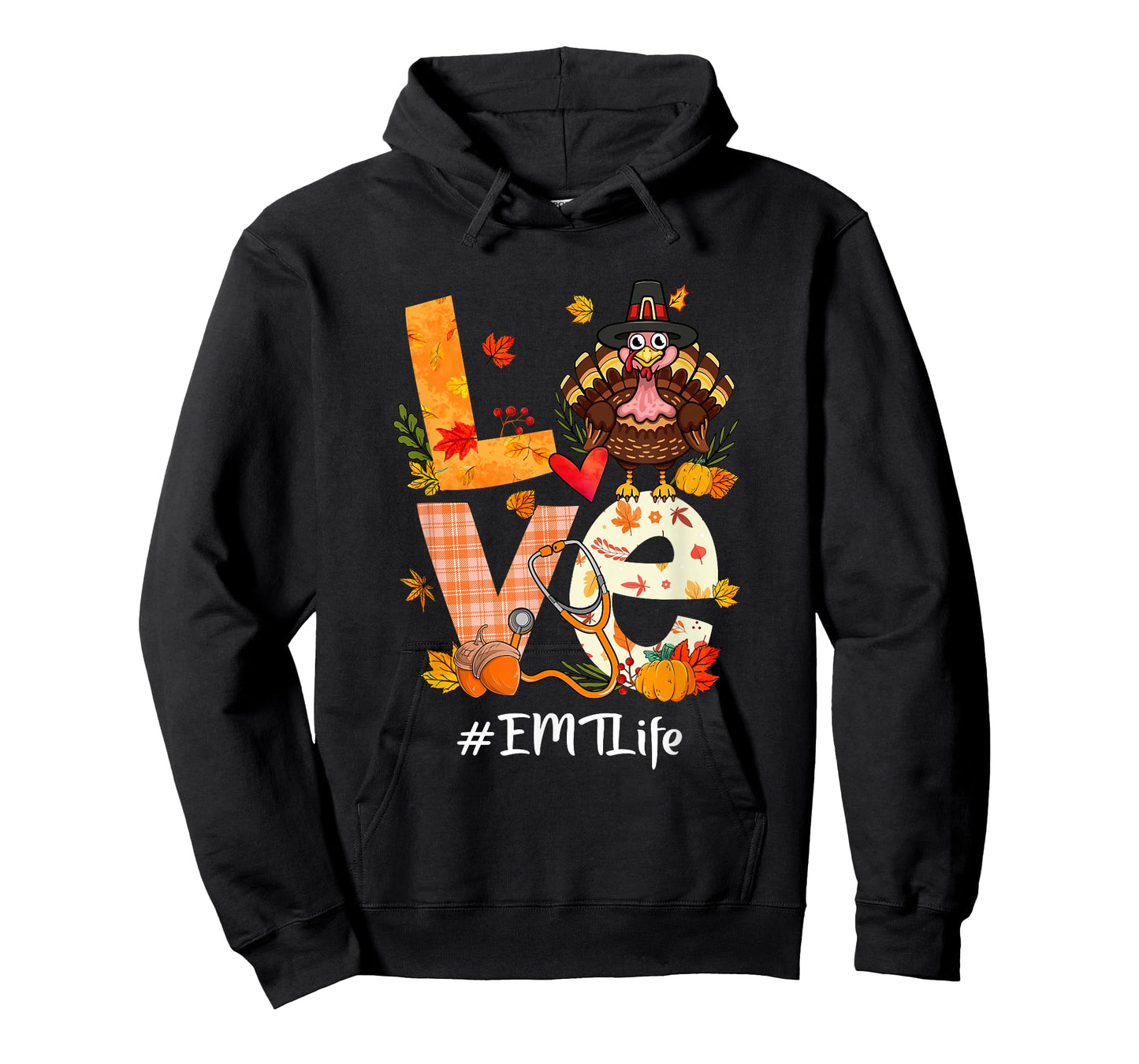 Love EMT Life Funny Turkey Pumpkin Leopard Thanksgiving T-Shirt