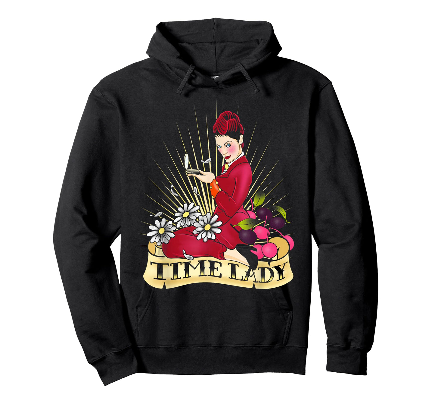 Doctor Who Rockabilly Missy Time Lady Vintage TimeTravel Fan T-Shirt - Women's Unisex-Adults Black Cotton Classic Fit Crew Neck Short Sleeve T-Shirt - Small
