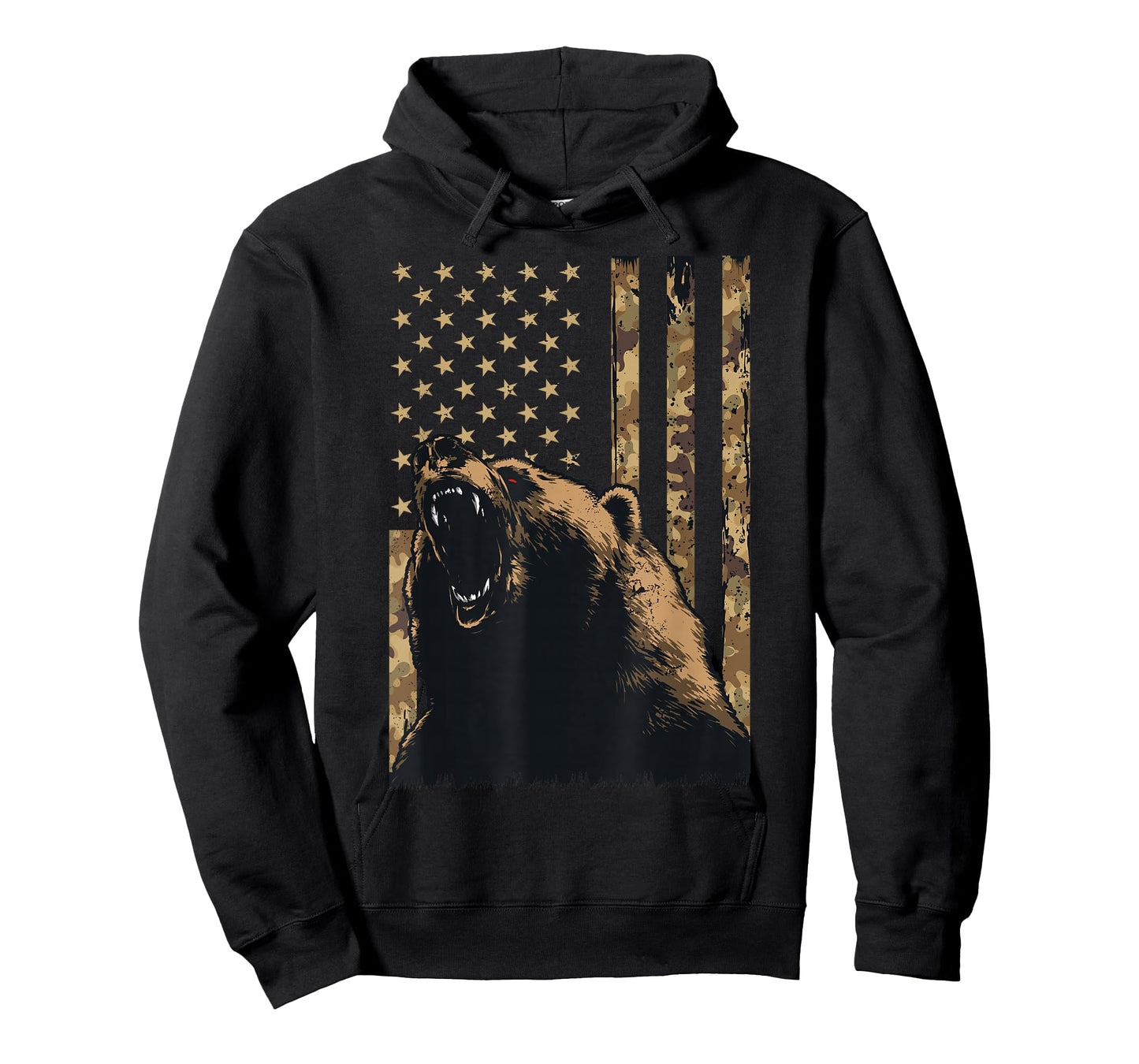 Desert Camo Grizzly Bear Grunge American Flag Tactical USA T-Shirt