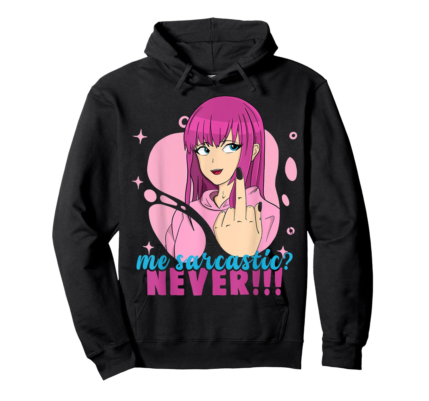 Me Sarcastic? Never! Pastel Goth Anime Girl Flipping Off T-Shirt