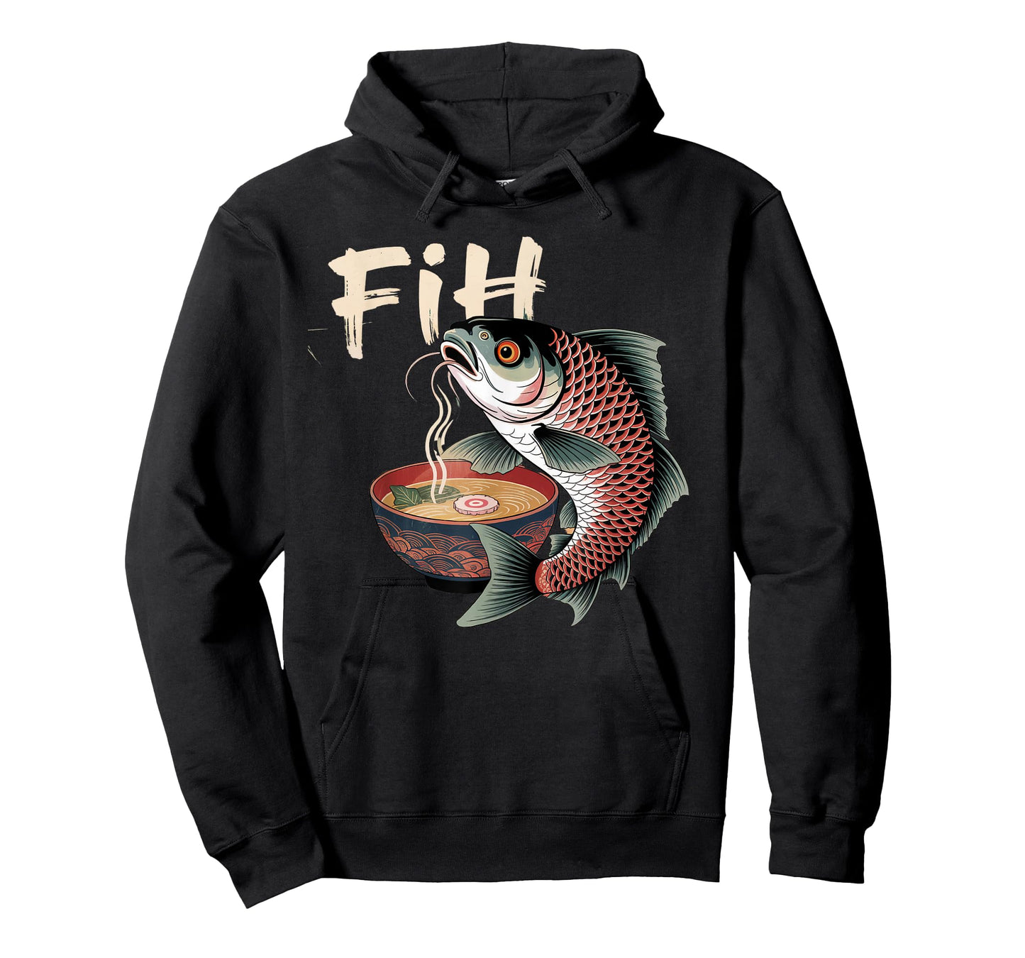 Fih Eating Ramen Graphic Tee Japanese Kawaii Anime Fish T-Shirt