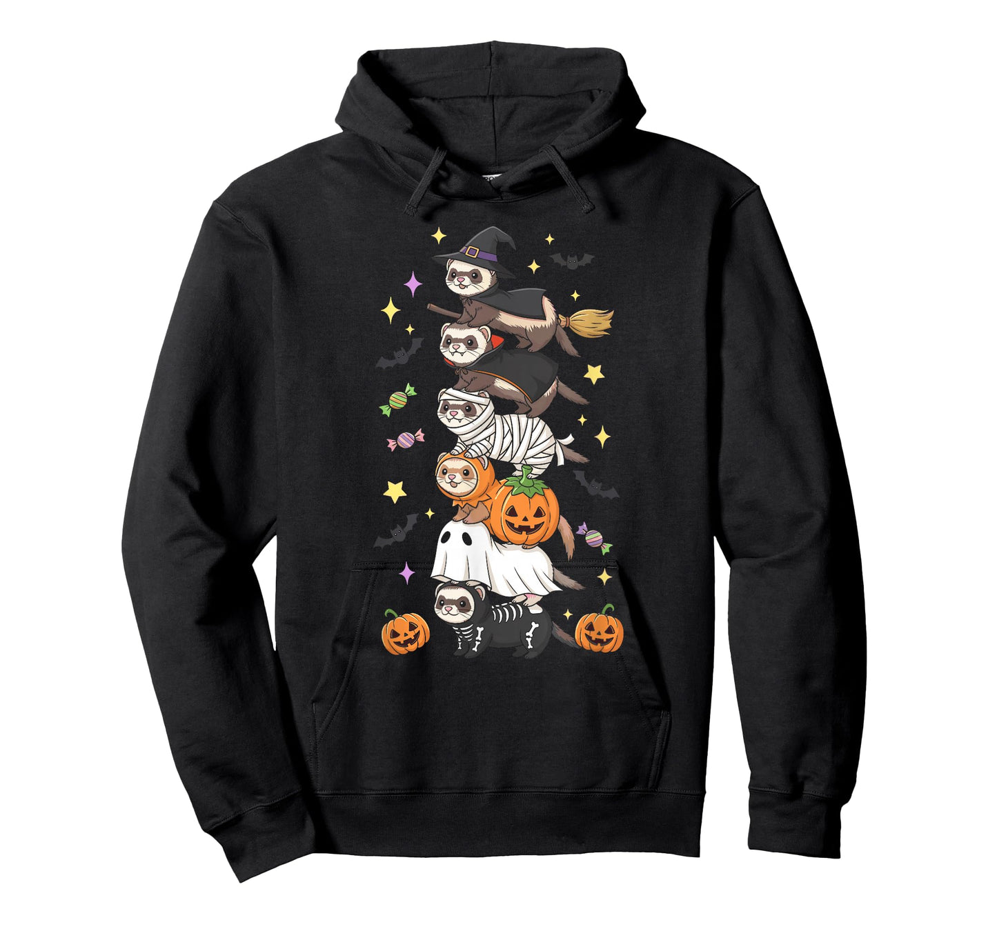 Funny Ferret Witch Vampire Ghost Halloween Kids Mens Womens T-Shirt