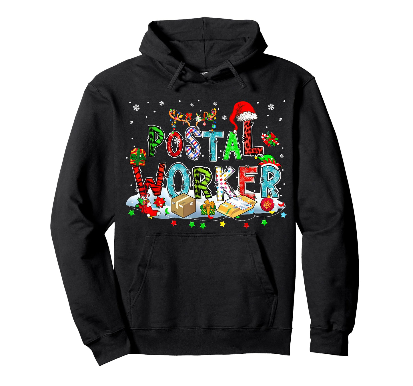 Postal Worker Xmas Leopard Plaid Santa Reindeer Elf Lover T-Shirt