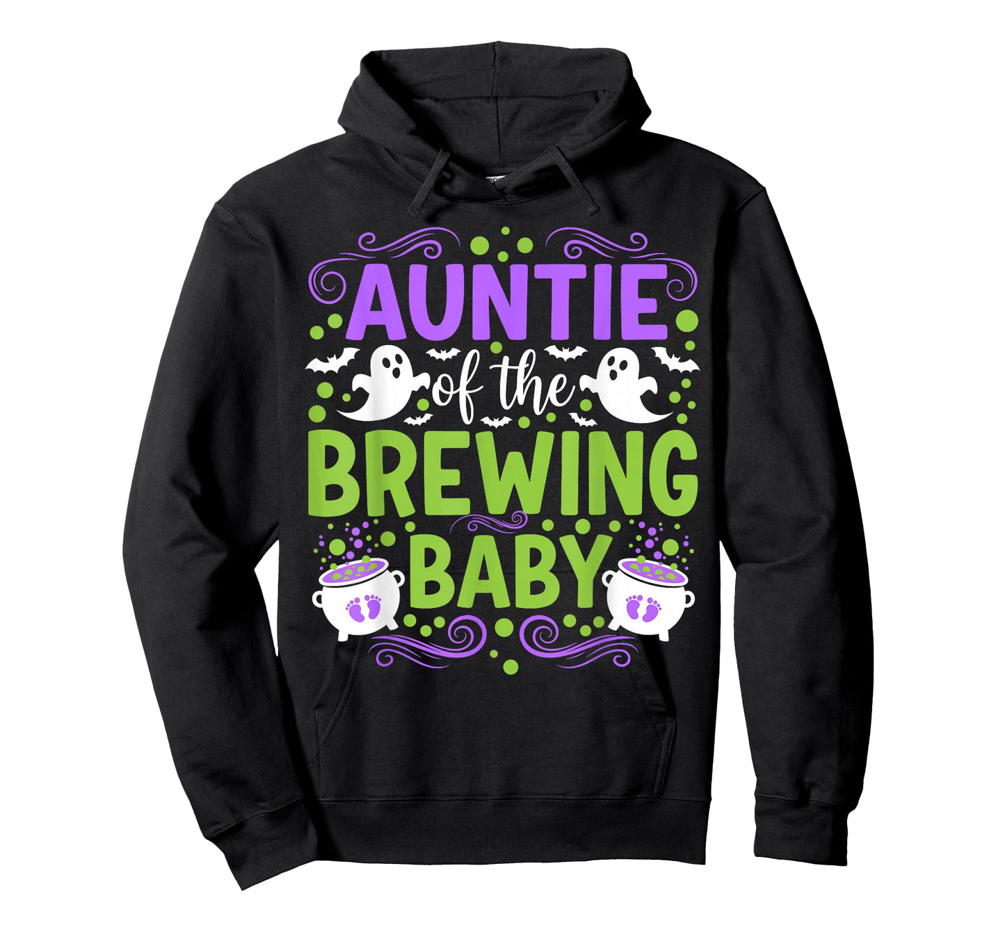 Auntie of Brewing Baby Halloween Baby Shower Witch Ghost T-Shirt