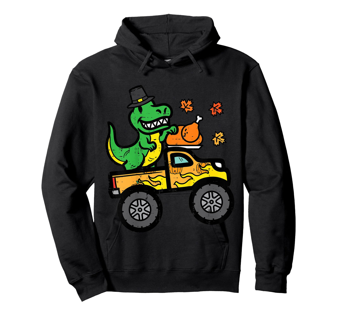 Kids Thanksgiving Dino Monster Truck Fall Trex Toddler Boys Kids T-Shirt