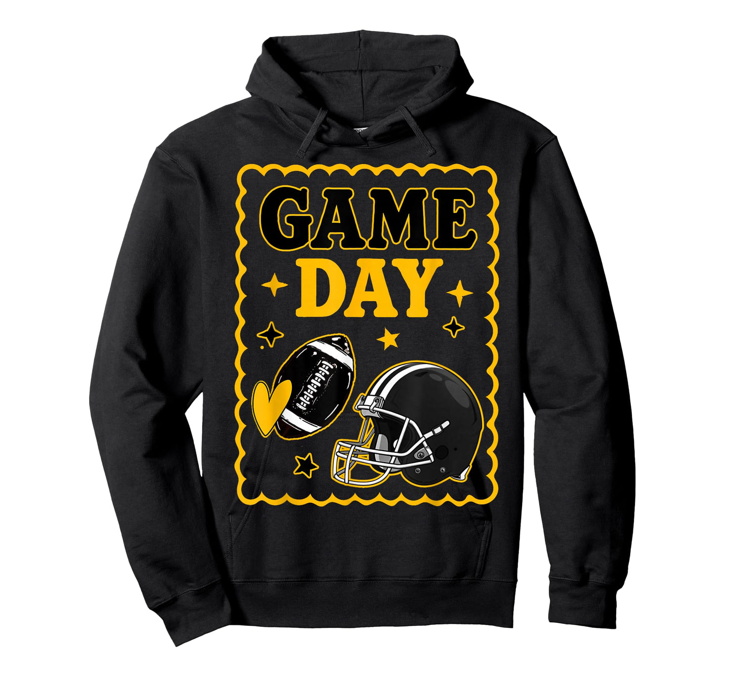 Game Day Gold Black American Football Women Girl Kids Vibes T-Shirt