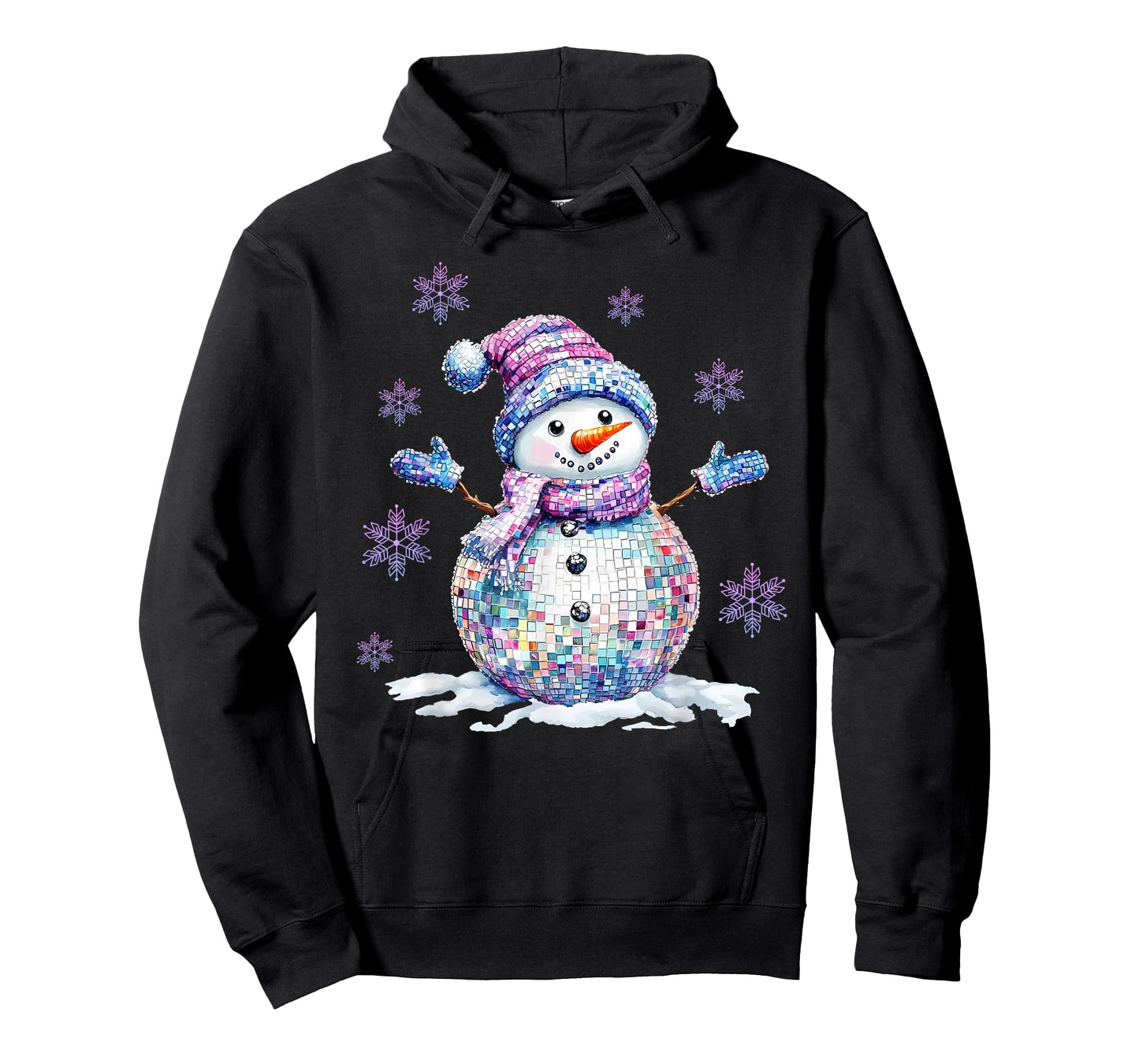 Retro Colorful Disco Snowman Christmas Girly Xmas for Women T-Shirt