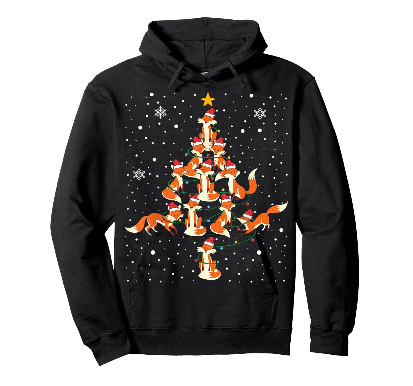 Foxes Christmas Tree Lights Fox Xmas Mens Womens Pajama T-Shirt