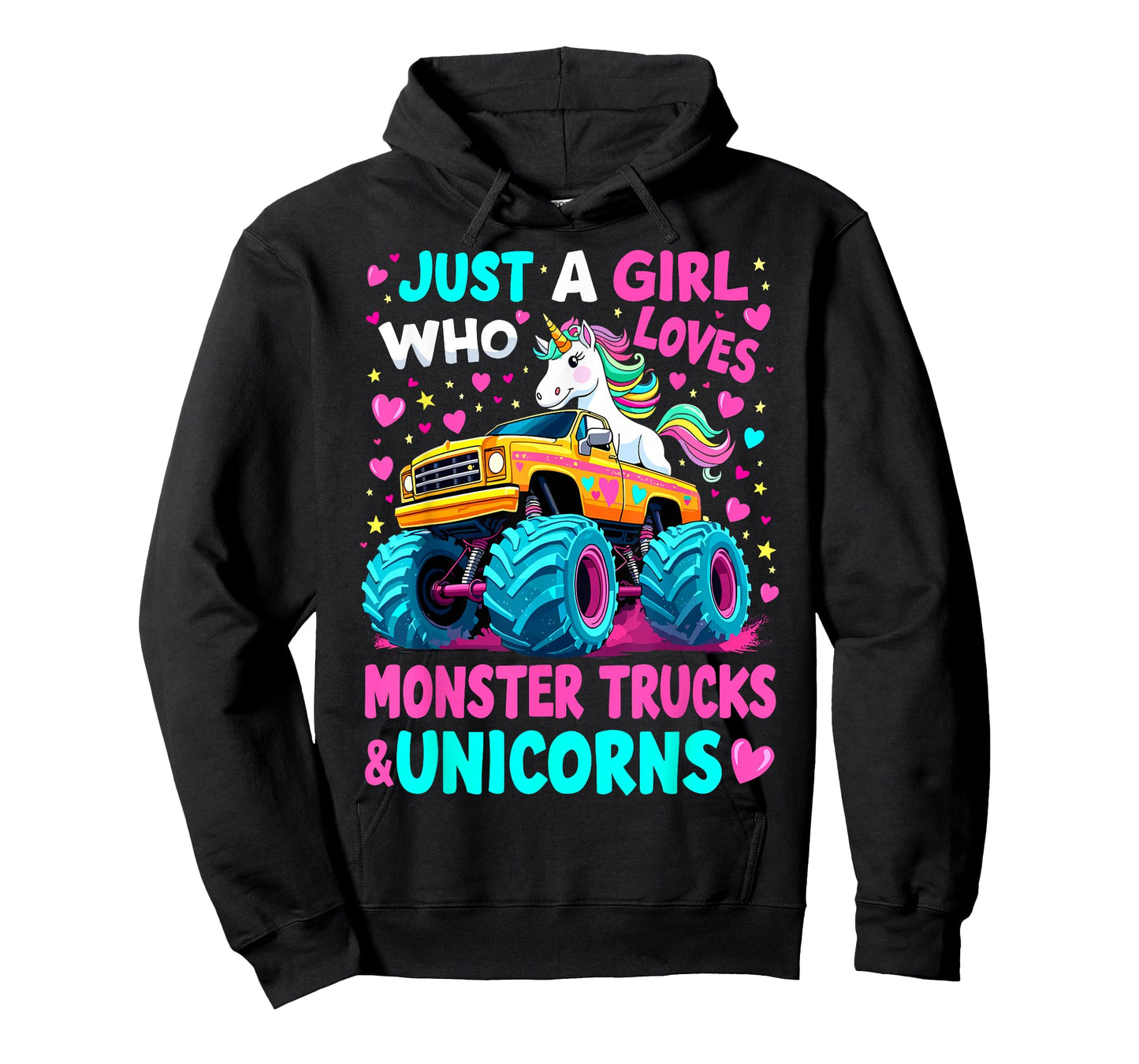 Just a Girl Who Loves Monster Trucks Unicorns T-Shirt