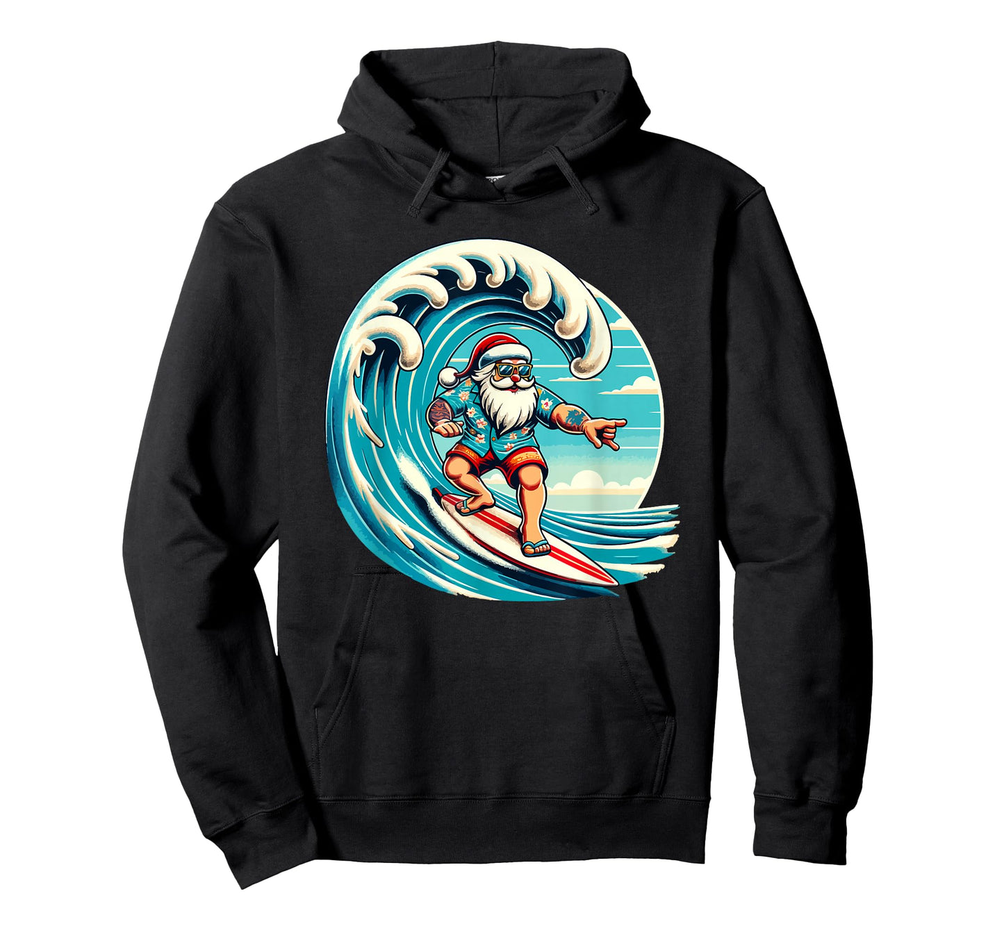 Santa Claus Hawaiian Surfing Christmas Aloha Tropical Xmas T-Shirt