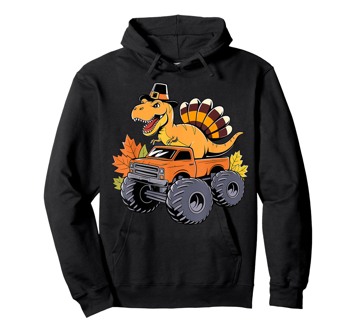 Dinosaur Thanksgiving Boys Kids Dino T Rex Monster Truck T-Shirt