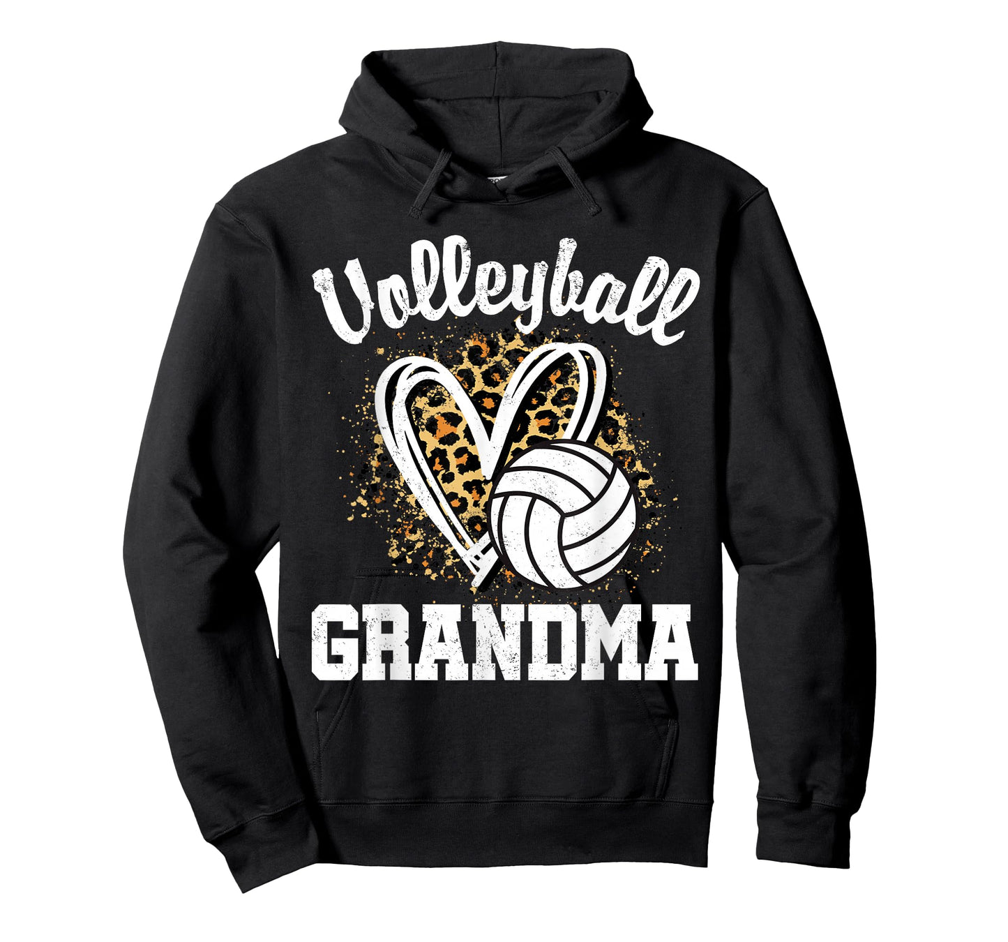 Volleyball Grandma Leopard Heart T-Shirt