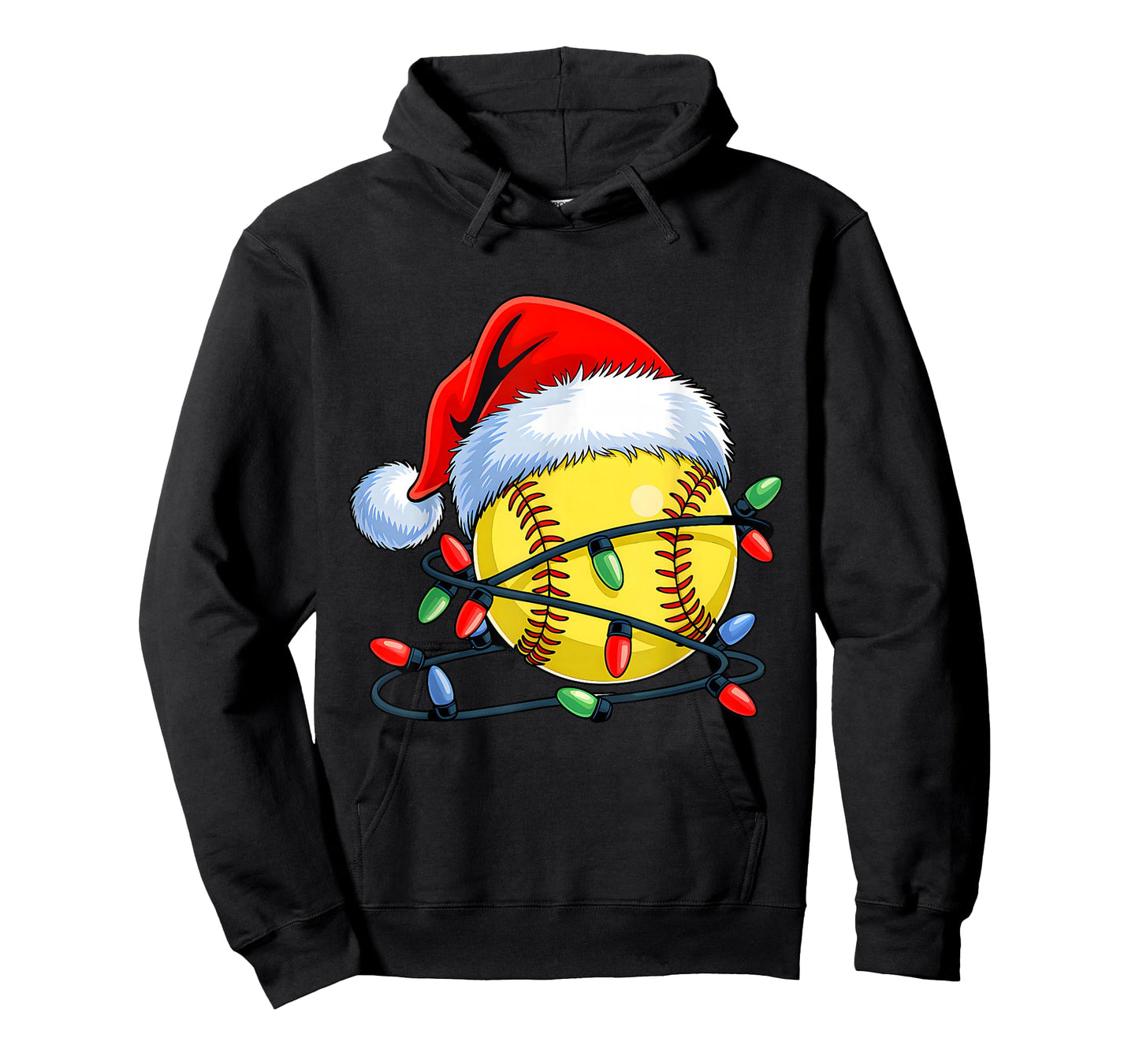 Softball Ball Santa Hat Xmas Funny Christmas Softball Lover T-Shirt