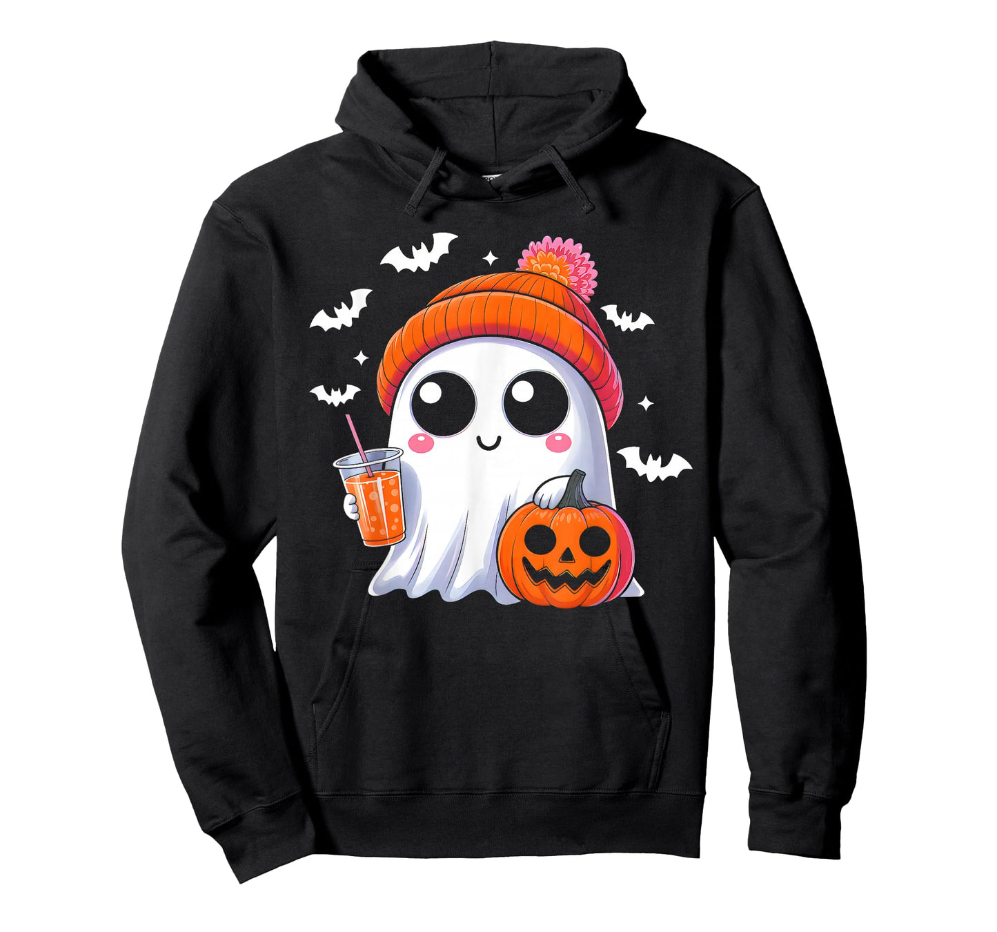 Cute Ghost Drinking Iced Coffee Halloween Costume Men Women T-Shirt