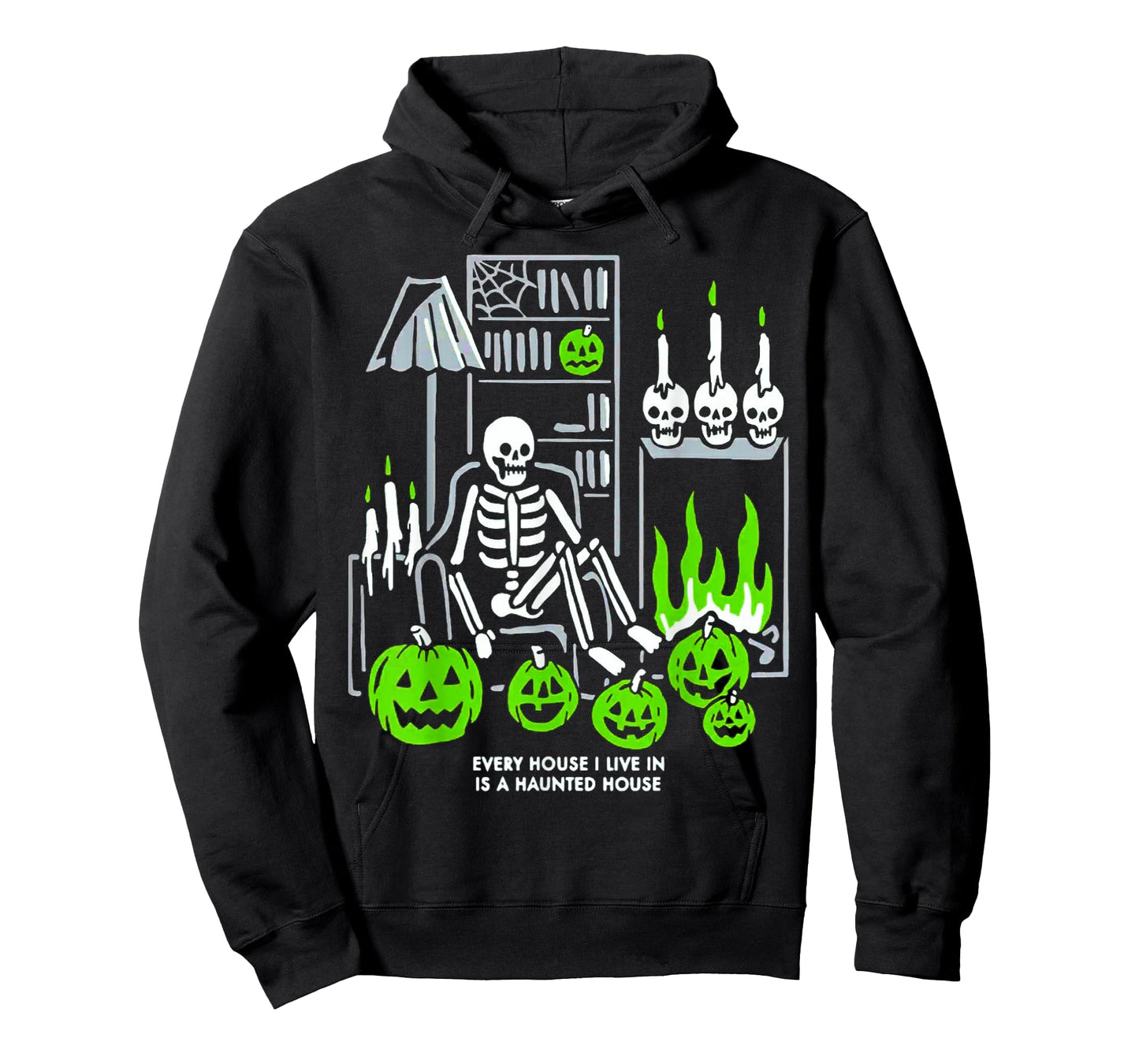 Skeleton Pumpkin Every House I Live In Is A Haunted-House T-Shirt