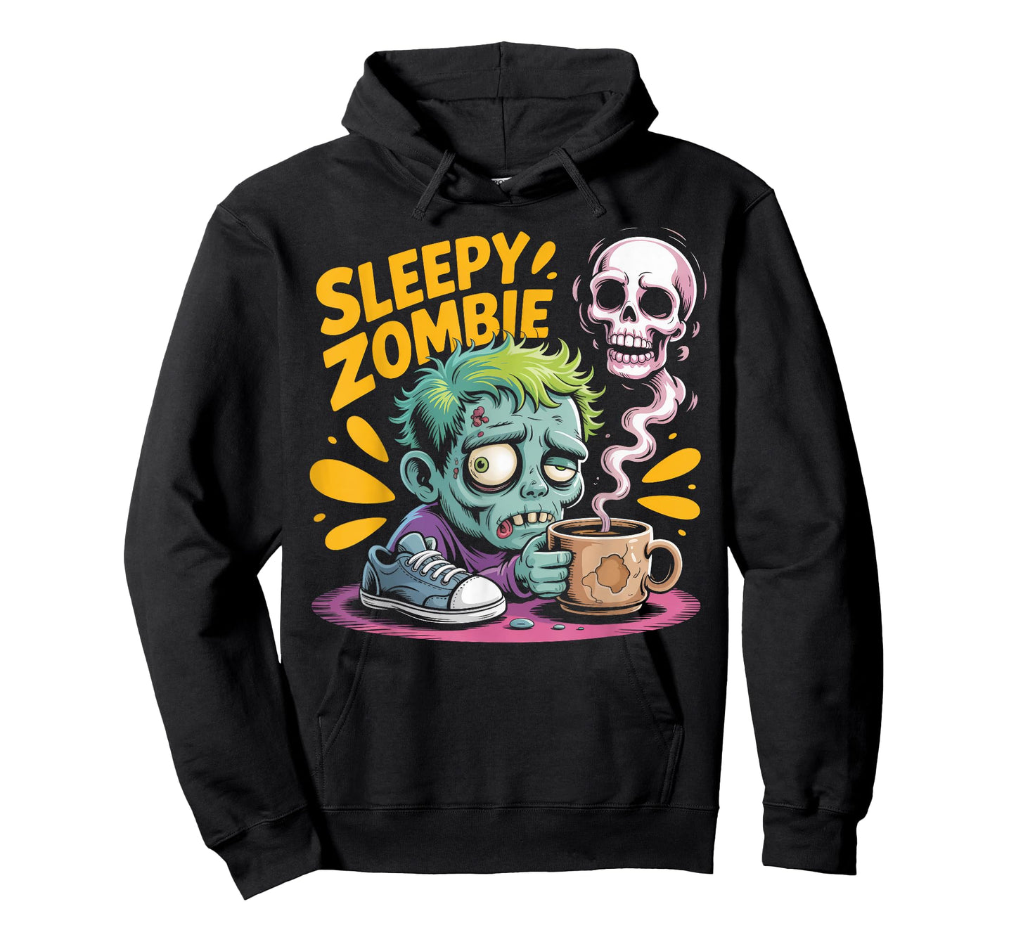 Sleepy Zombie Coffee Lover Funny Undead T-Shirt