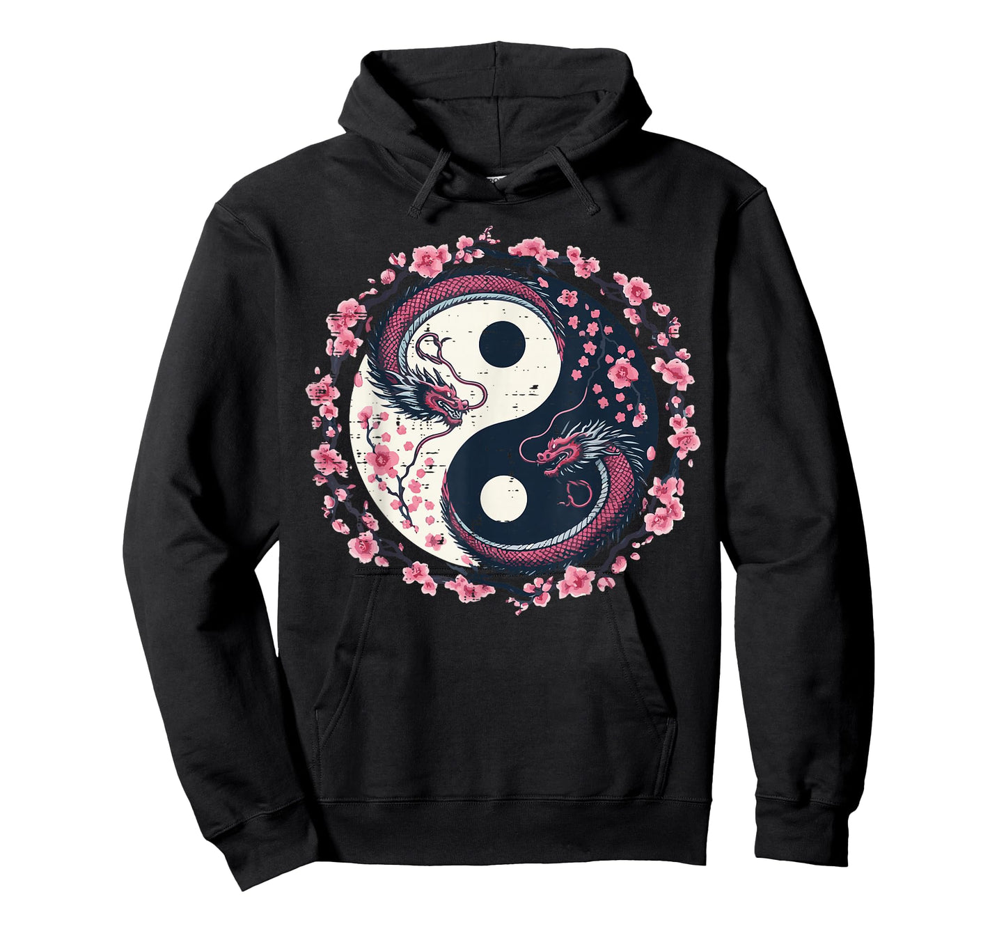 Dragon Sakura Yin Yang Japanese Cherry Blossoms Women Girls T-Shirt